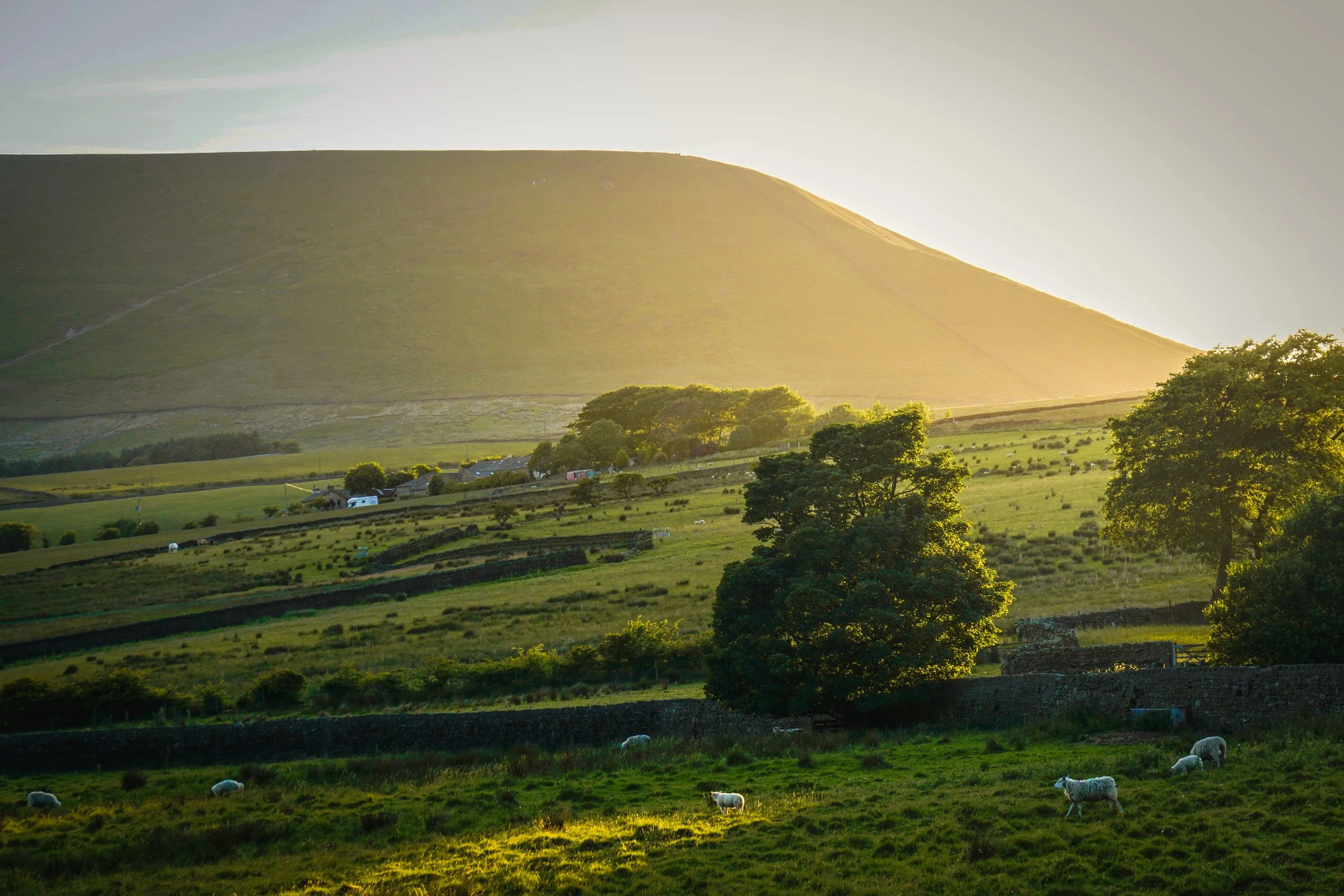 Sundown on Pendle Hill. Newchurch-in-Pendle, Lancashire.