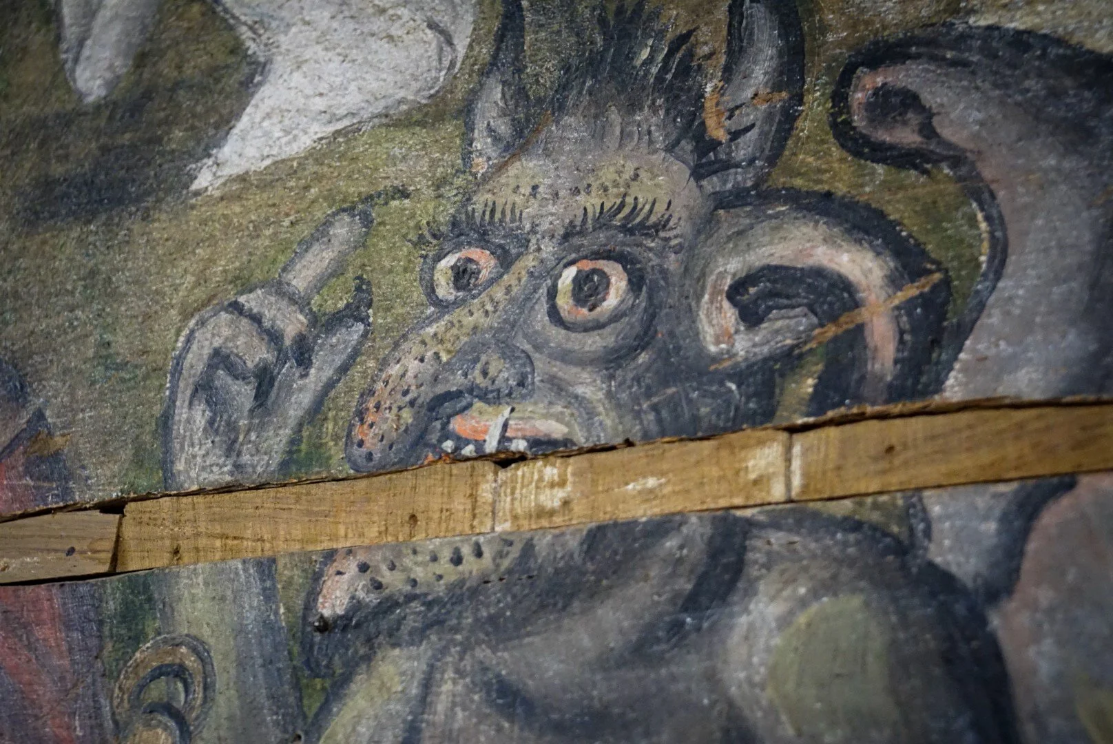 Another demonic close-up from the Wenhaston Doom. St Peter, Wenhaston, Suffolk.