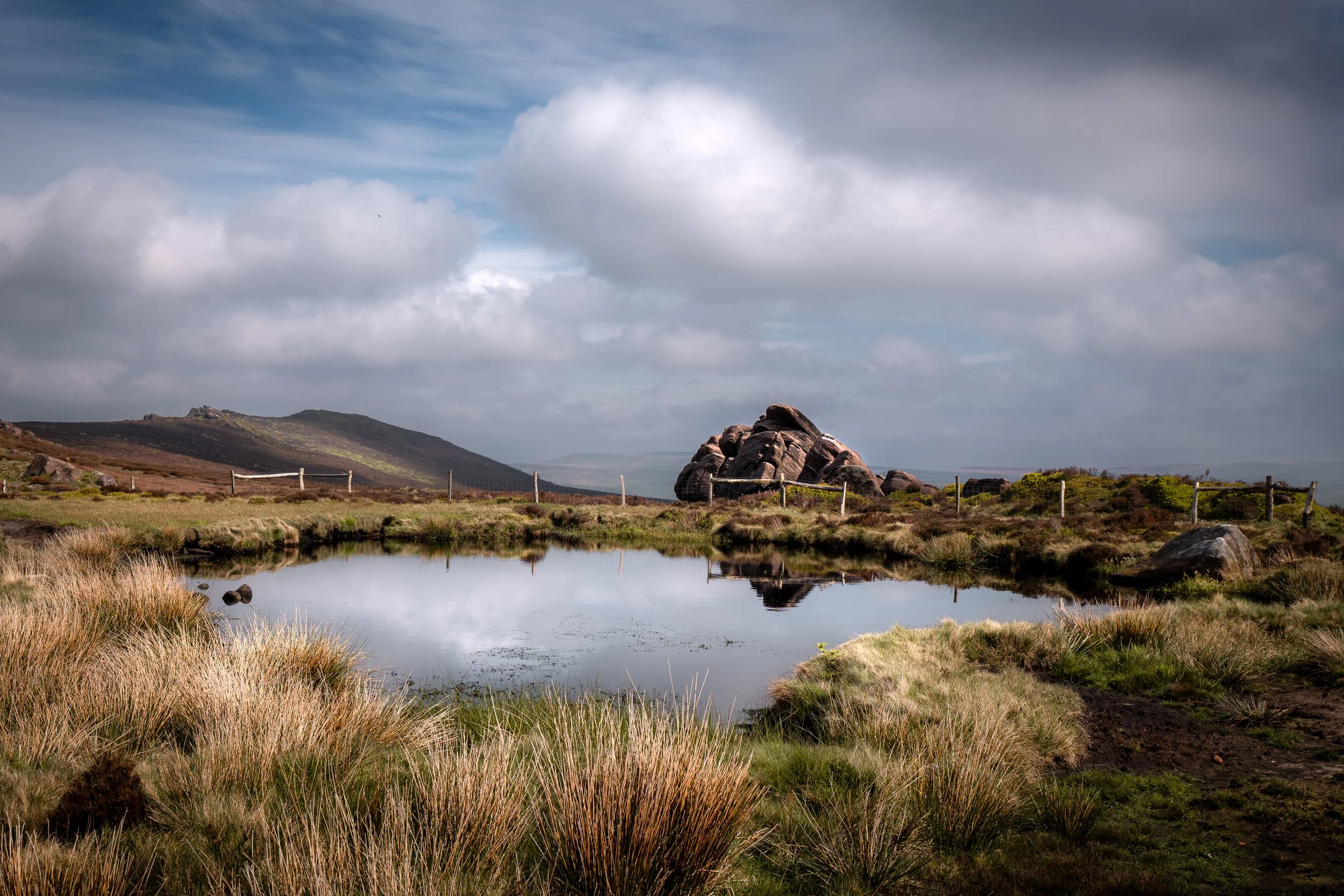 Doxey's or Doxy Pool, a highly elevated tarn said to be inhabited by malevolent mermaid or water witch Jenny Greenteeth. The Roaches, Staffordshire.