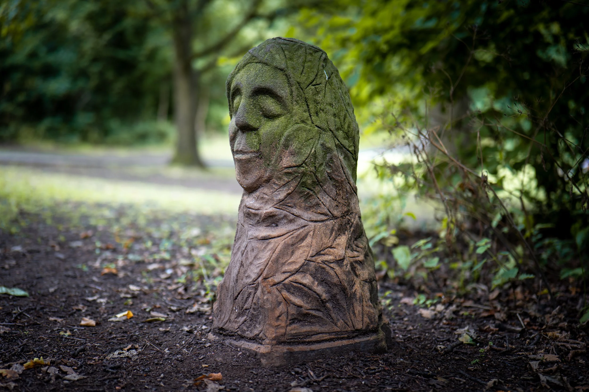 Green Woman, Norfolk Heritage Park, Sheffield, South Yorkshire.