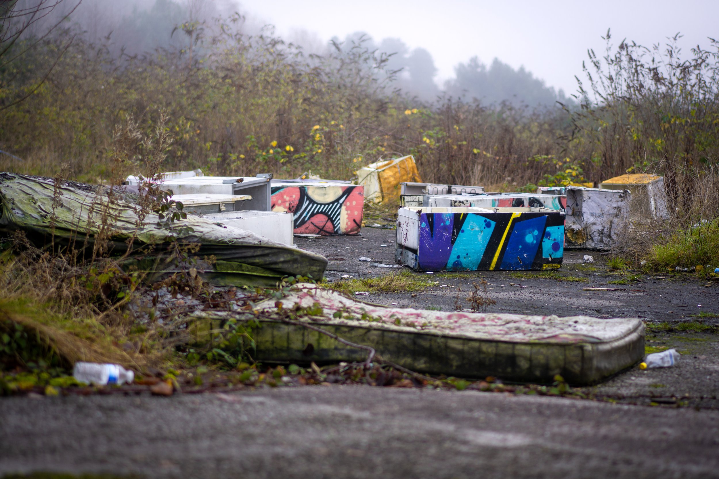 Fridge graveyard. Ski Village, Sheffield, South Yorkshire.