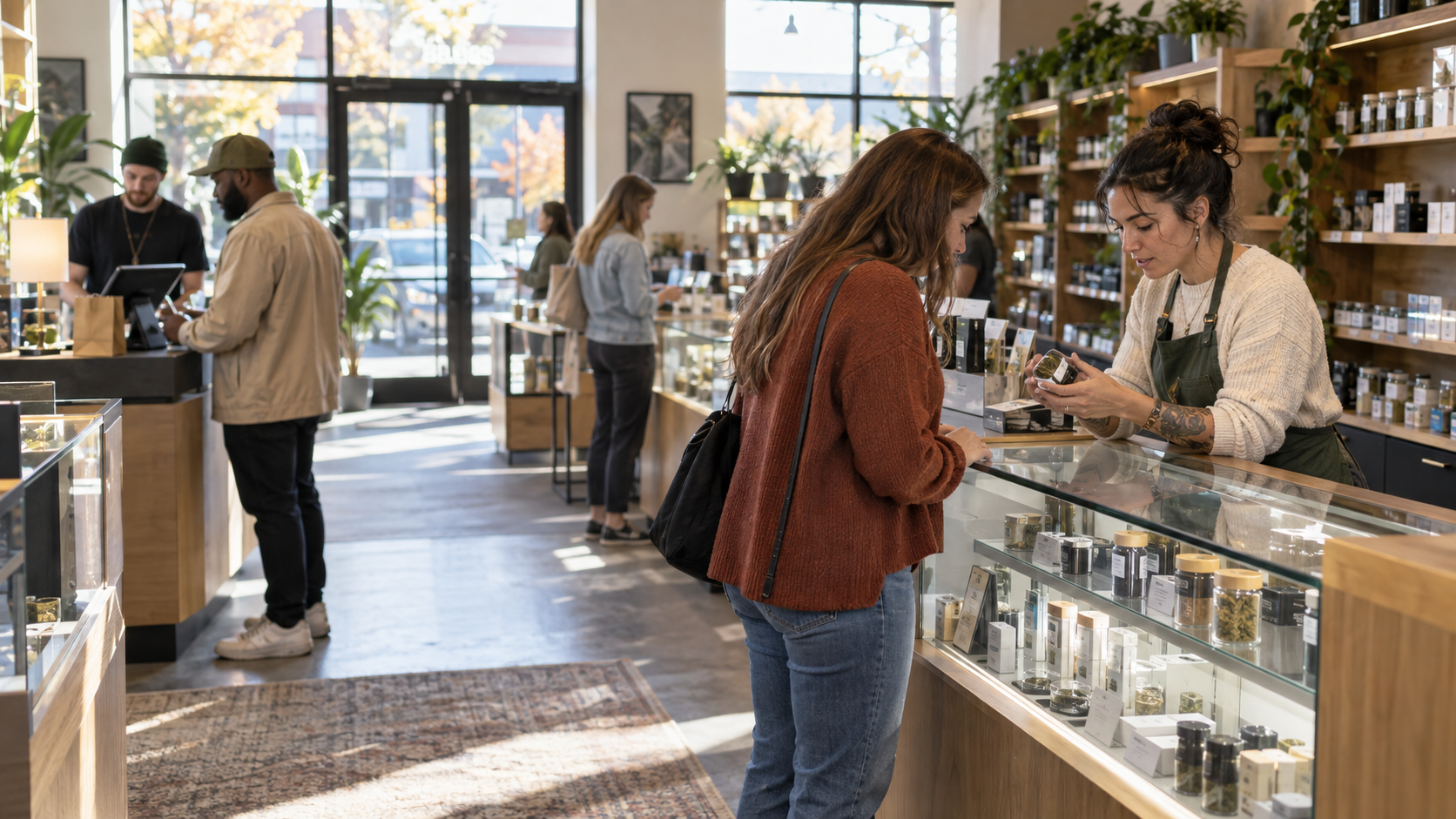 Cannabis dispensary staff serving customers as Minnesota’s legal retail market reaches $250 million in first-year cannabis sales.