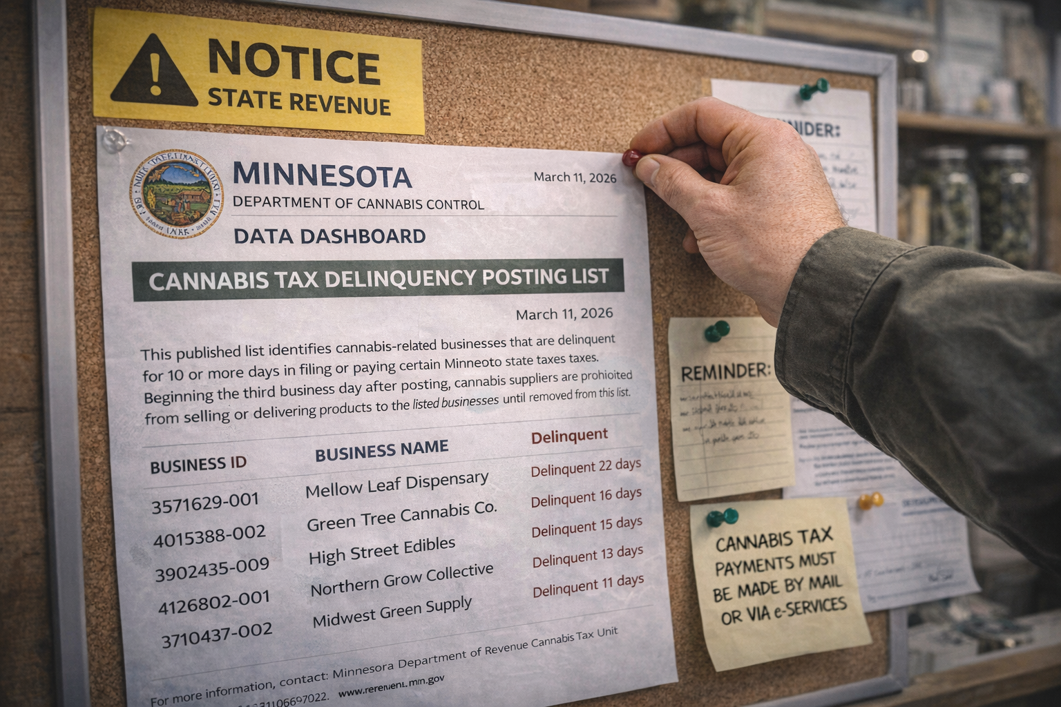 Minnesota Cannabis Tax Delinquency List Triggers A No Delivery Rule
