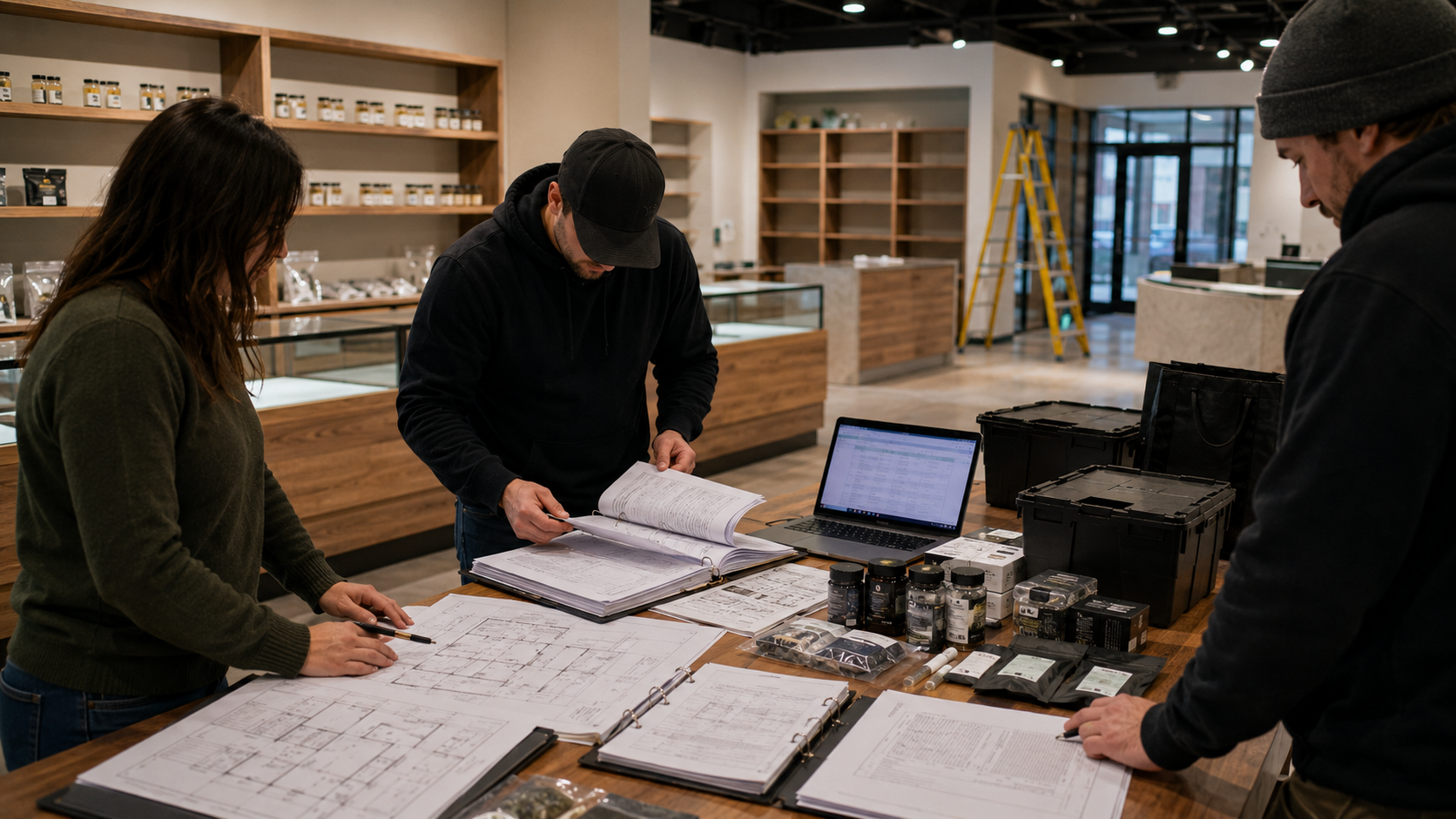 Cannabis operators review retail floor plans, license files, product records, and funding documents as Virginia’s upcoming cannabis market creates new compliance and insurance risks.