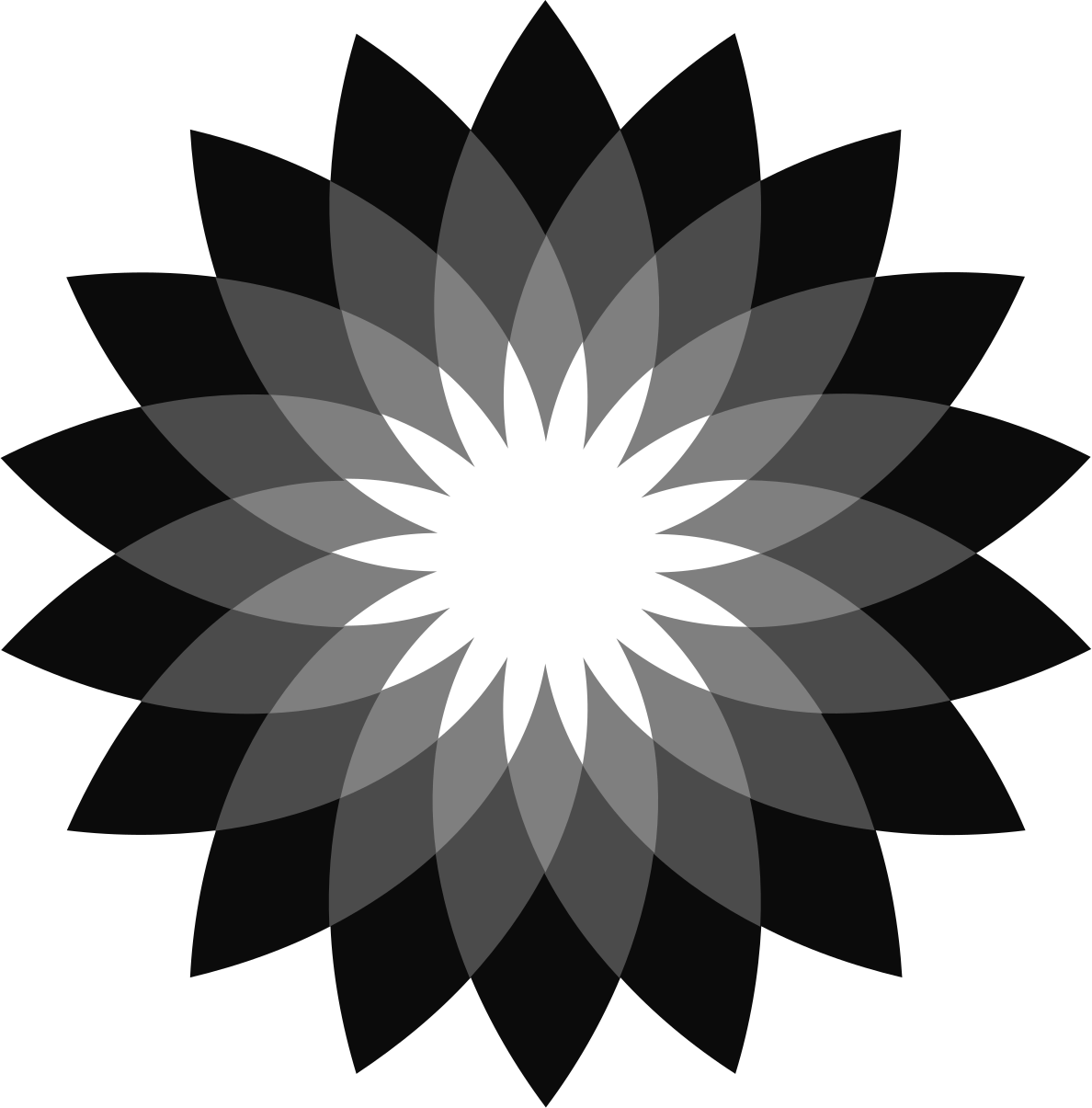 Black and white overlapping flower petals design