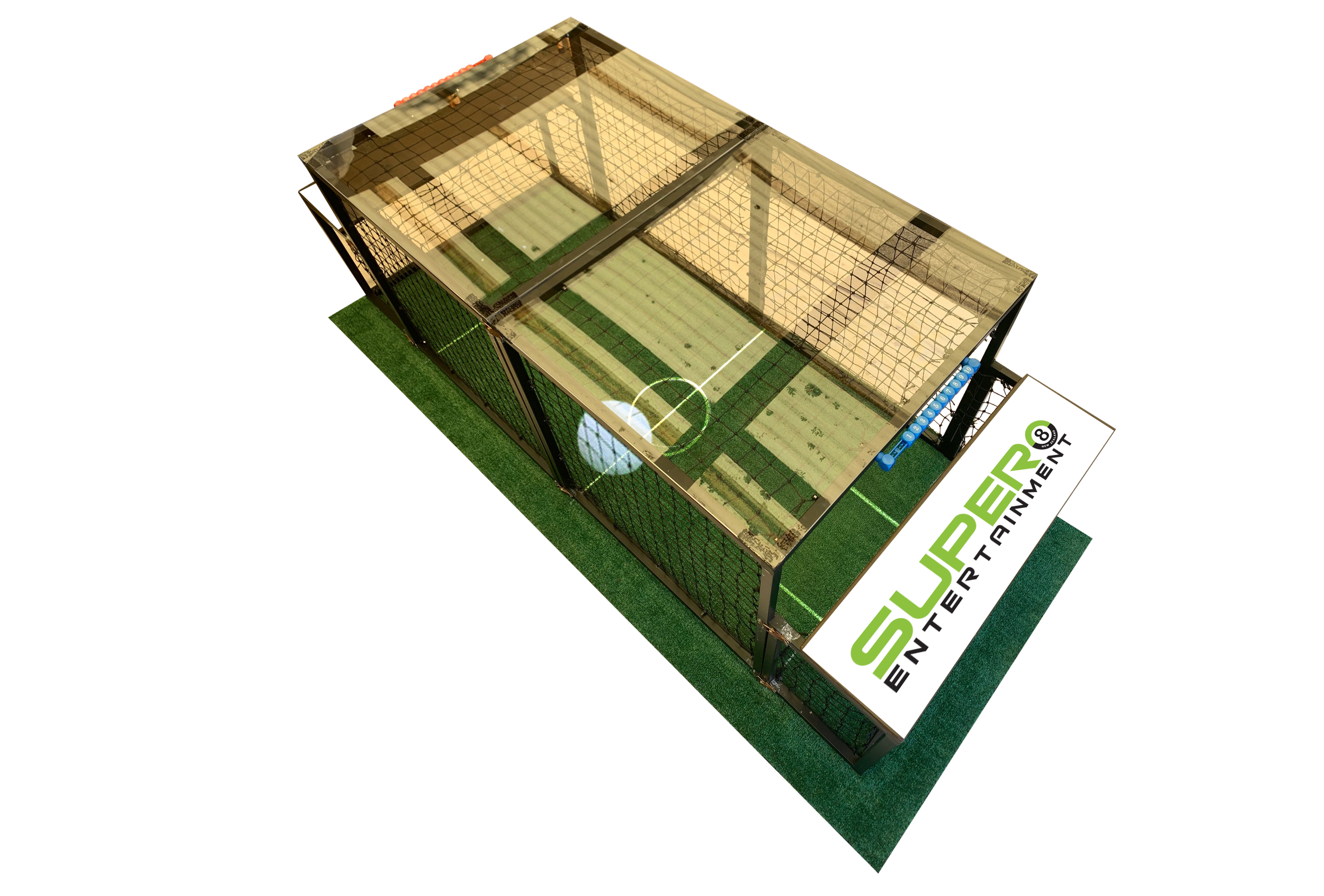Hire this sit down cage football soccer game in a cage where you score goals between you oppositions legs.