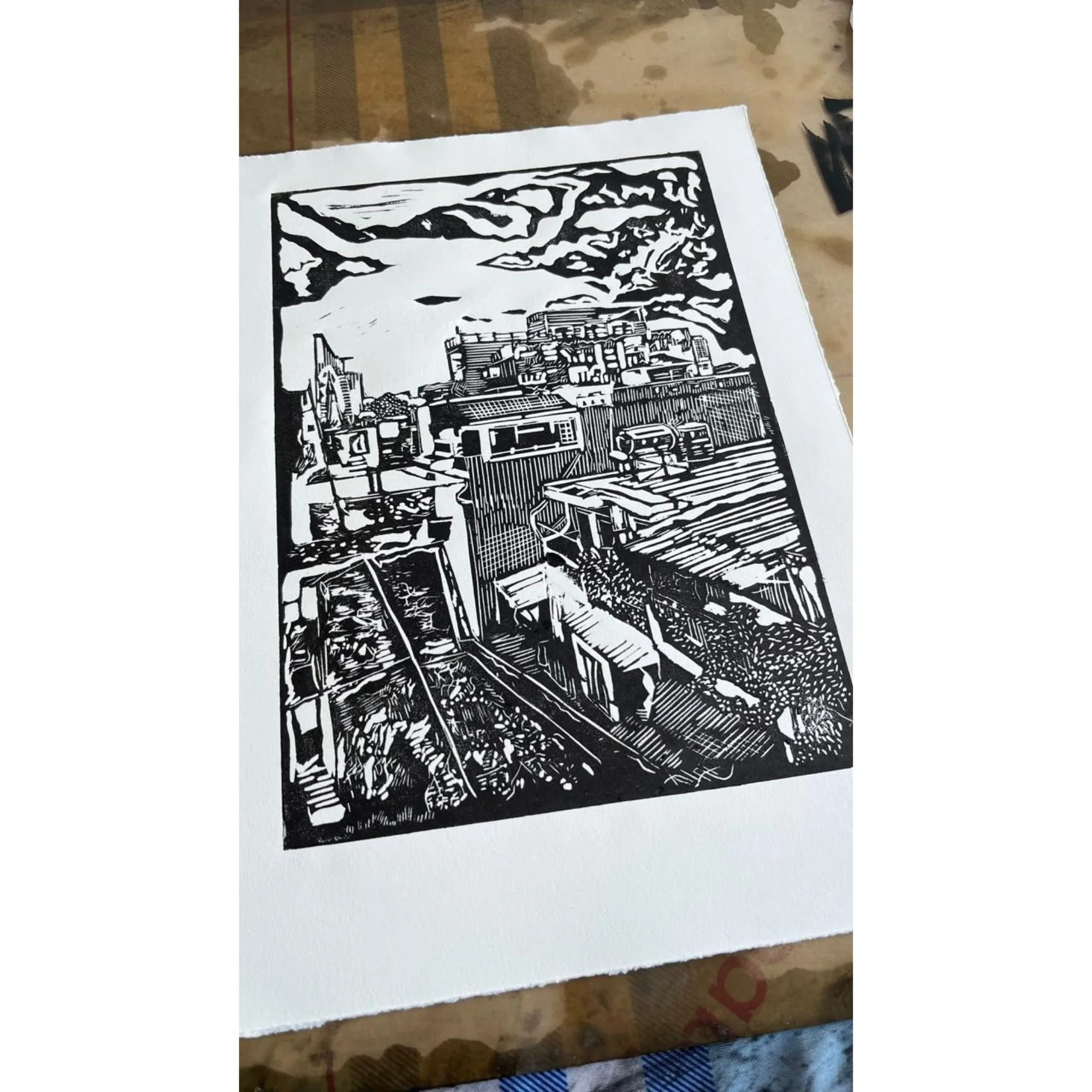 Studio shot of Saigon Rooftops original linocut artwork.jpg