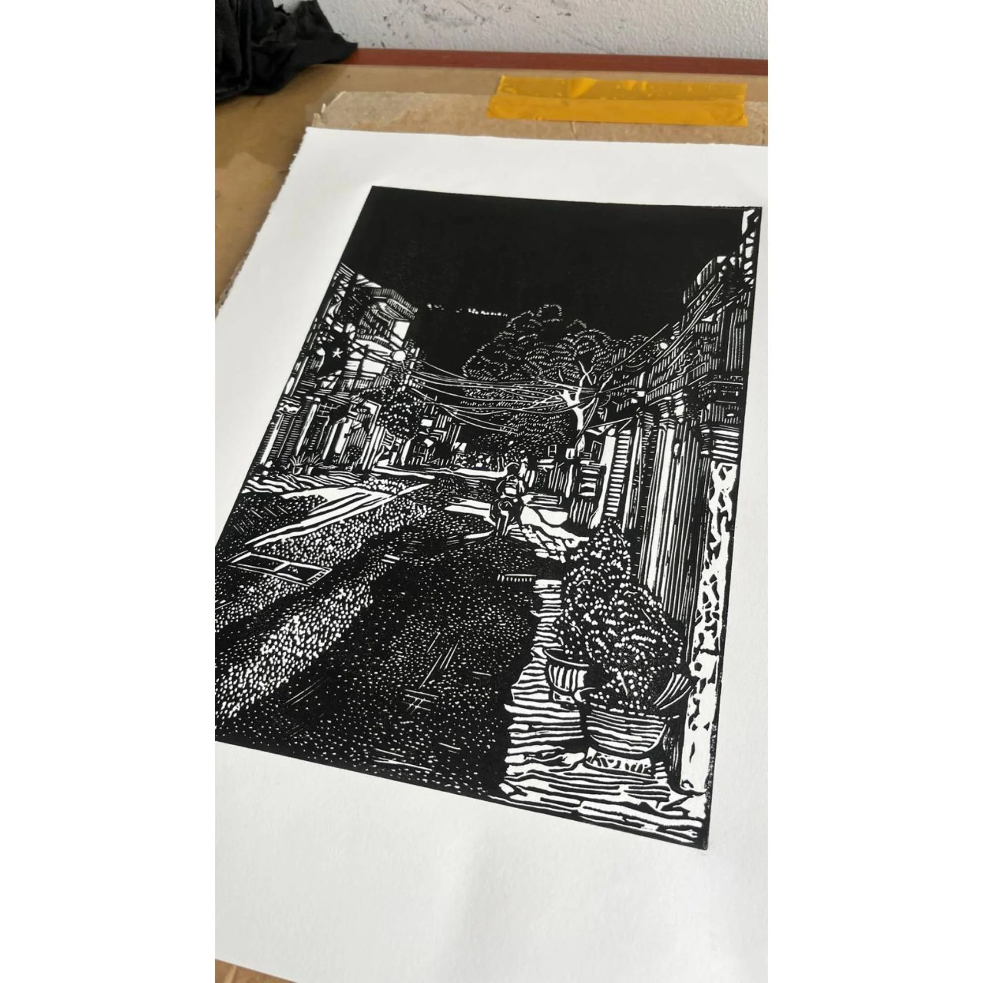 Studio shot of Night Ride, Vung Tau linocut.jpg