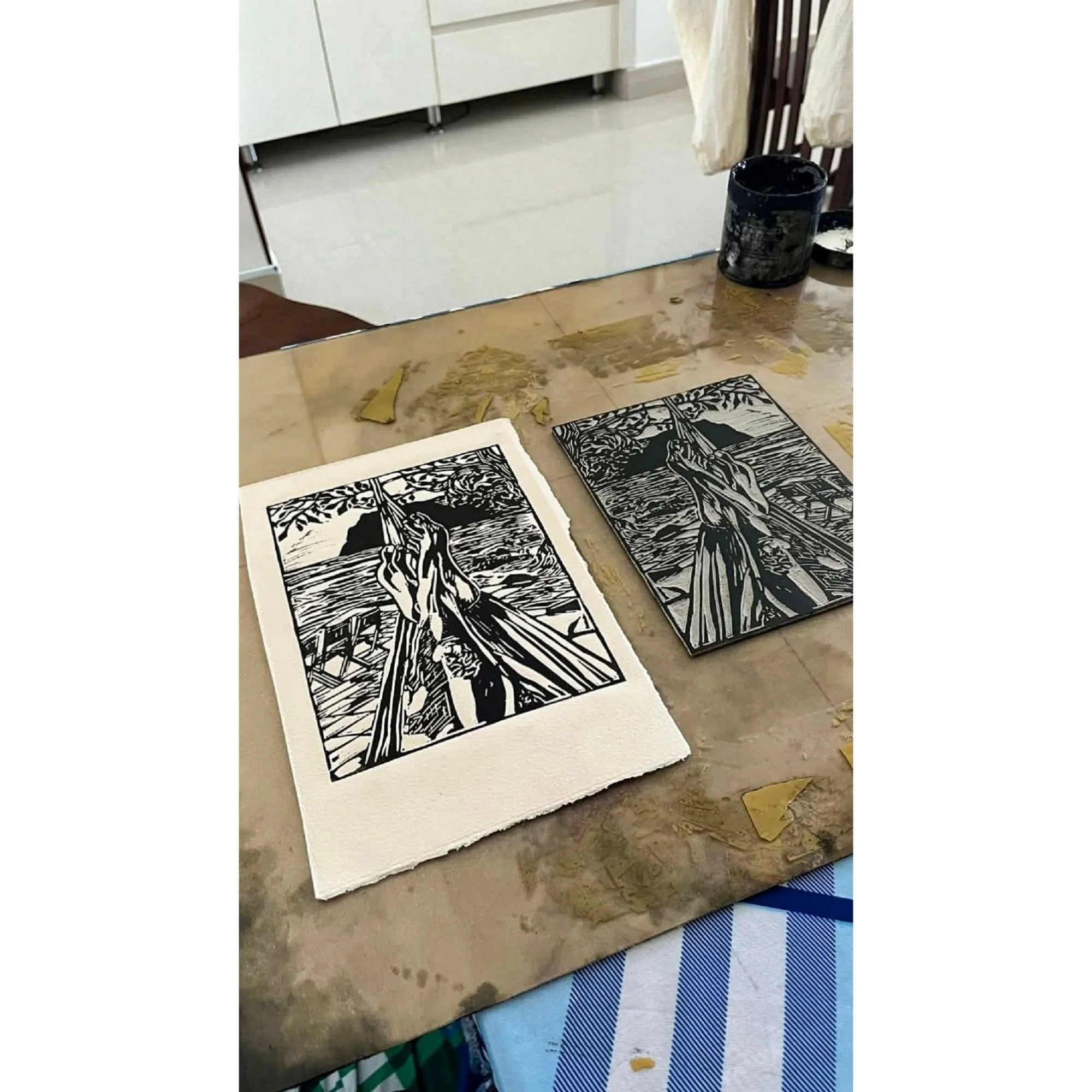 Original relief print hammock life by Mark James Murphy.jpg
