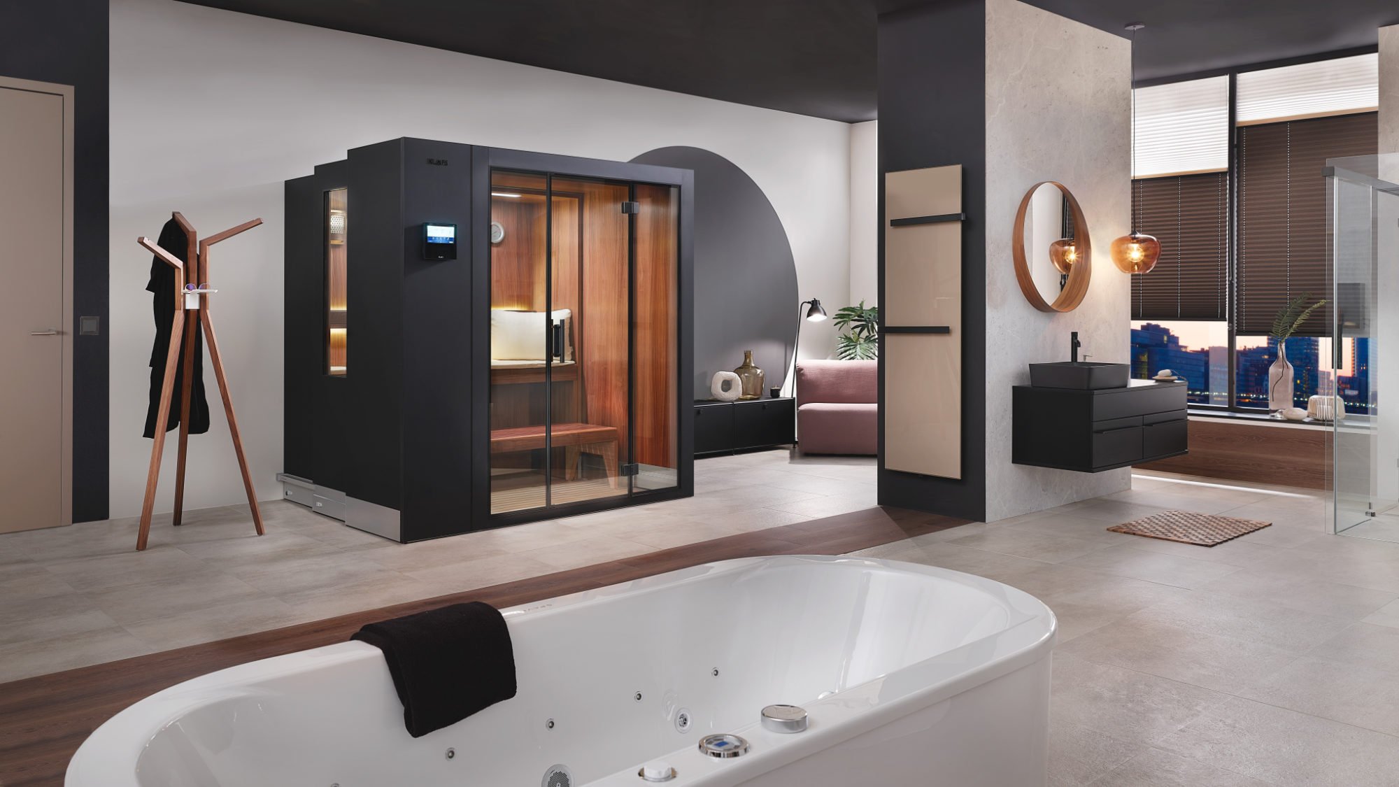Alternative Ansicht: komplett ausgefahrene Sauna