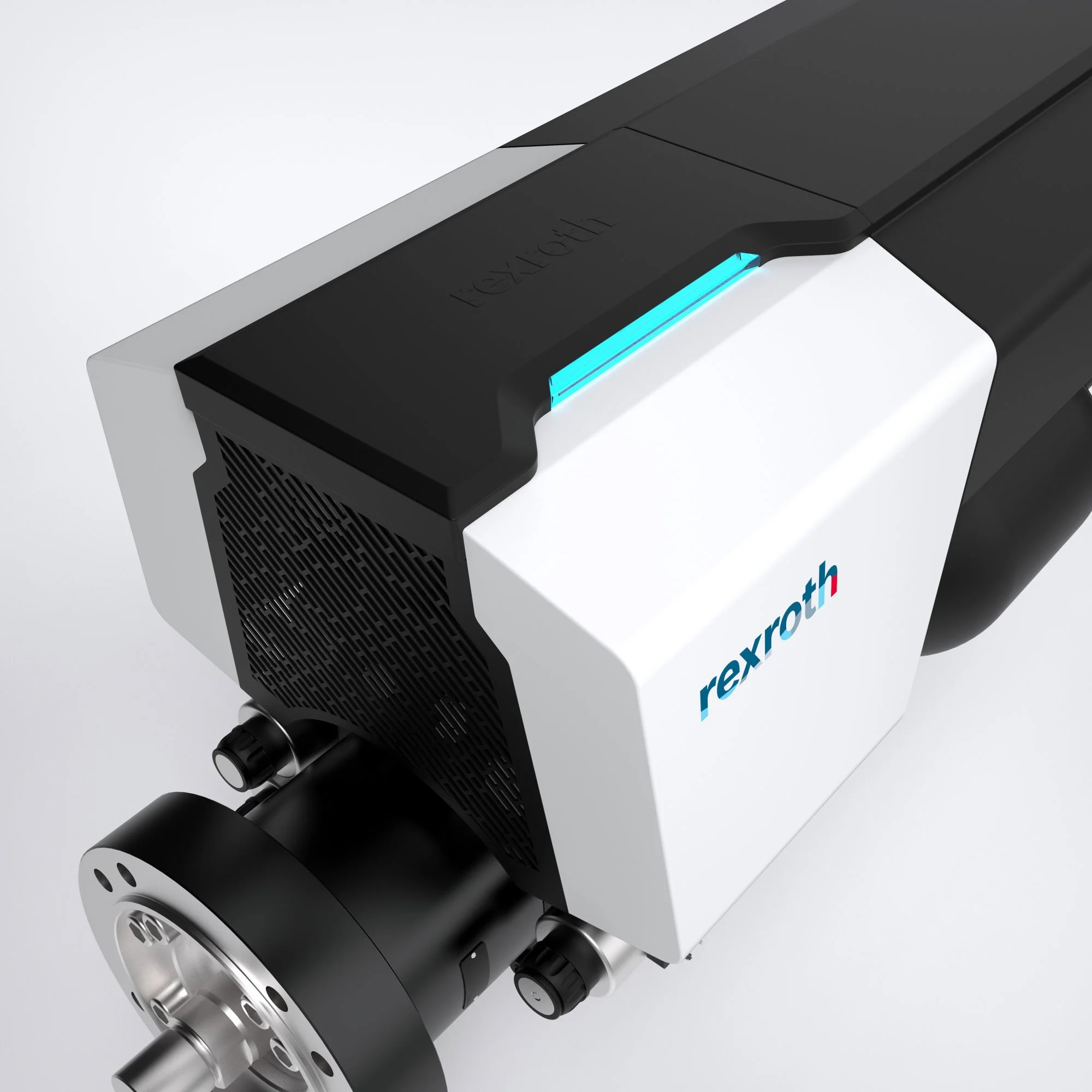 Integriertes Lightpipe Element zur klaren Visualisierung von Maschinenstatus und Konnektivität mit hoher Fernwirkung.