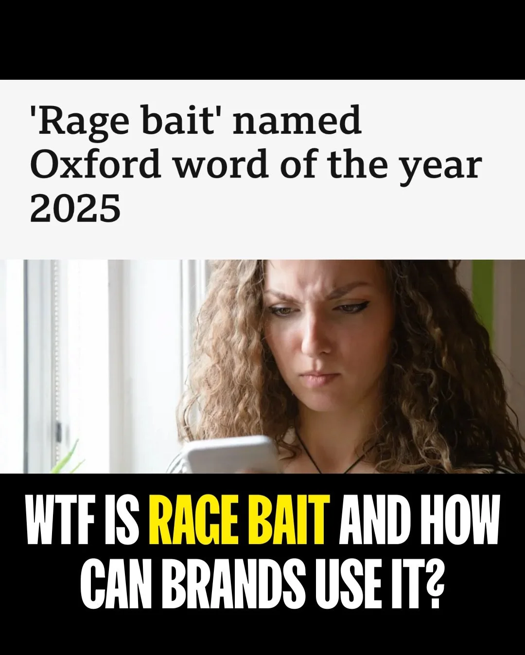 Rage bait marketing is everywhere right now - and yes, we use it strategically 👀

In a world where attention is the most valuable currency, hooks that spark a reaction are key. Rage bait doesn&rsquo;t mean being negative, it means creating moments t