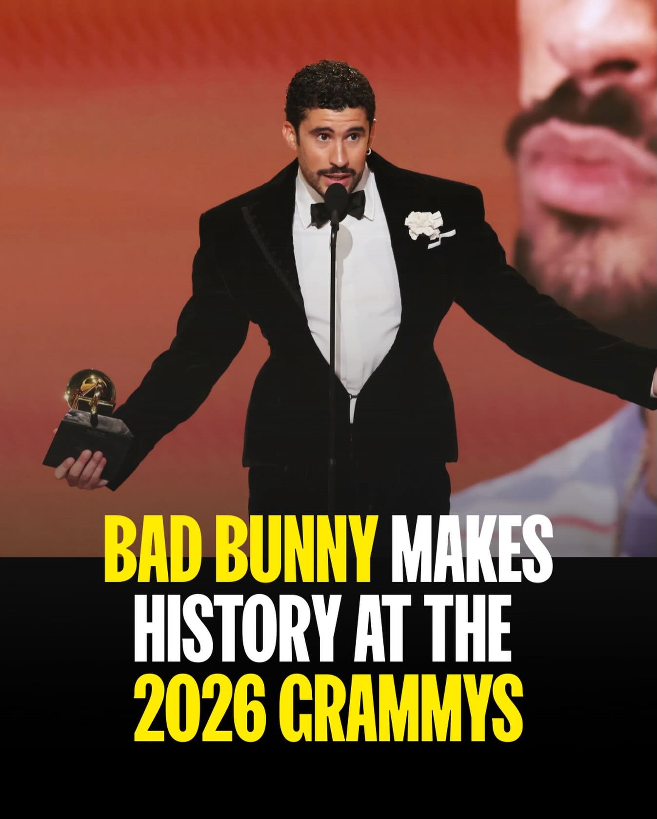 Still thinking about this GRAMMYs moment 🥹 @badbunnypr made history as the first artist to win Album of the Year with an album entirely in Spanish, absolutely legendary and showing how global and powerful music has become ✨ 

And @oliviadeano winnin