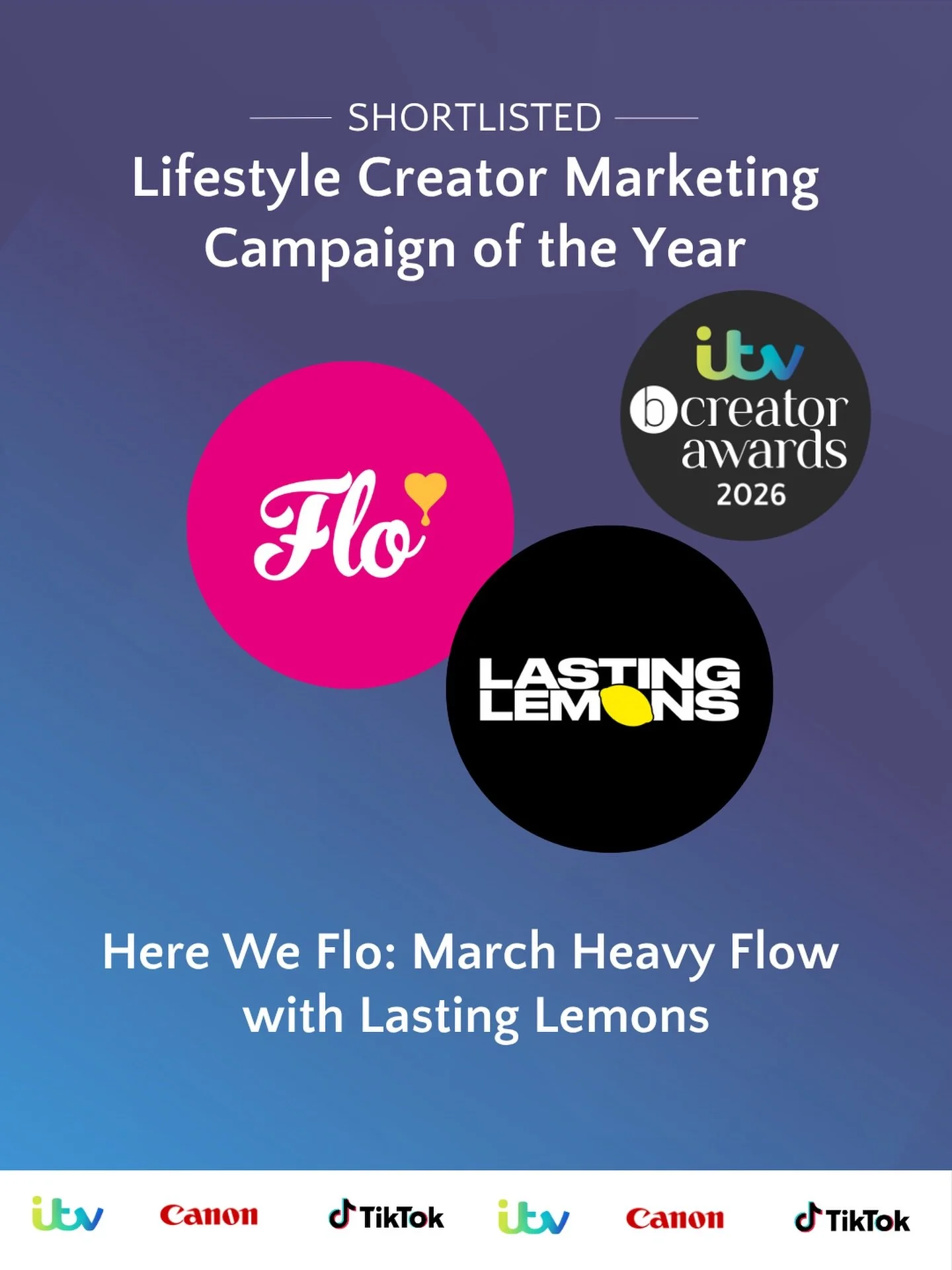 WE&rsquo;VE MADE THE SHORTLIST 🥳

We&rsquo;re excited to share that we&rsquo;ve made the shortlist for a @bcreatoruk award in the Lifestyle Creator Marketing Campaign of the Year category alongside @hereweflo 🩷

Vote now via the link in our bio!!