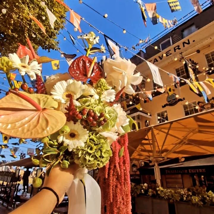 Frothy lime and cherry.