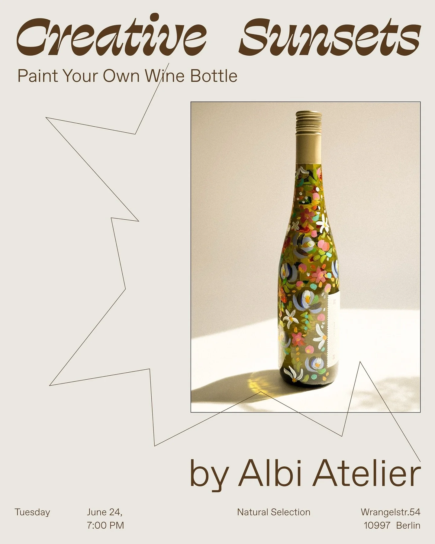 Uncork Your Inner Artist at Creative Sunsets! ✨

Join us at @natural.selection.berlin for a unique workshop where you&rsquo;ll transform a delicious bottle of natural wine into your very own masterpiece! 🎨🍷

On Tuesday, June 24th at 7:00 PM
At Natu