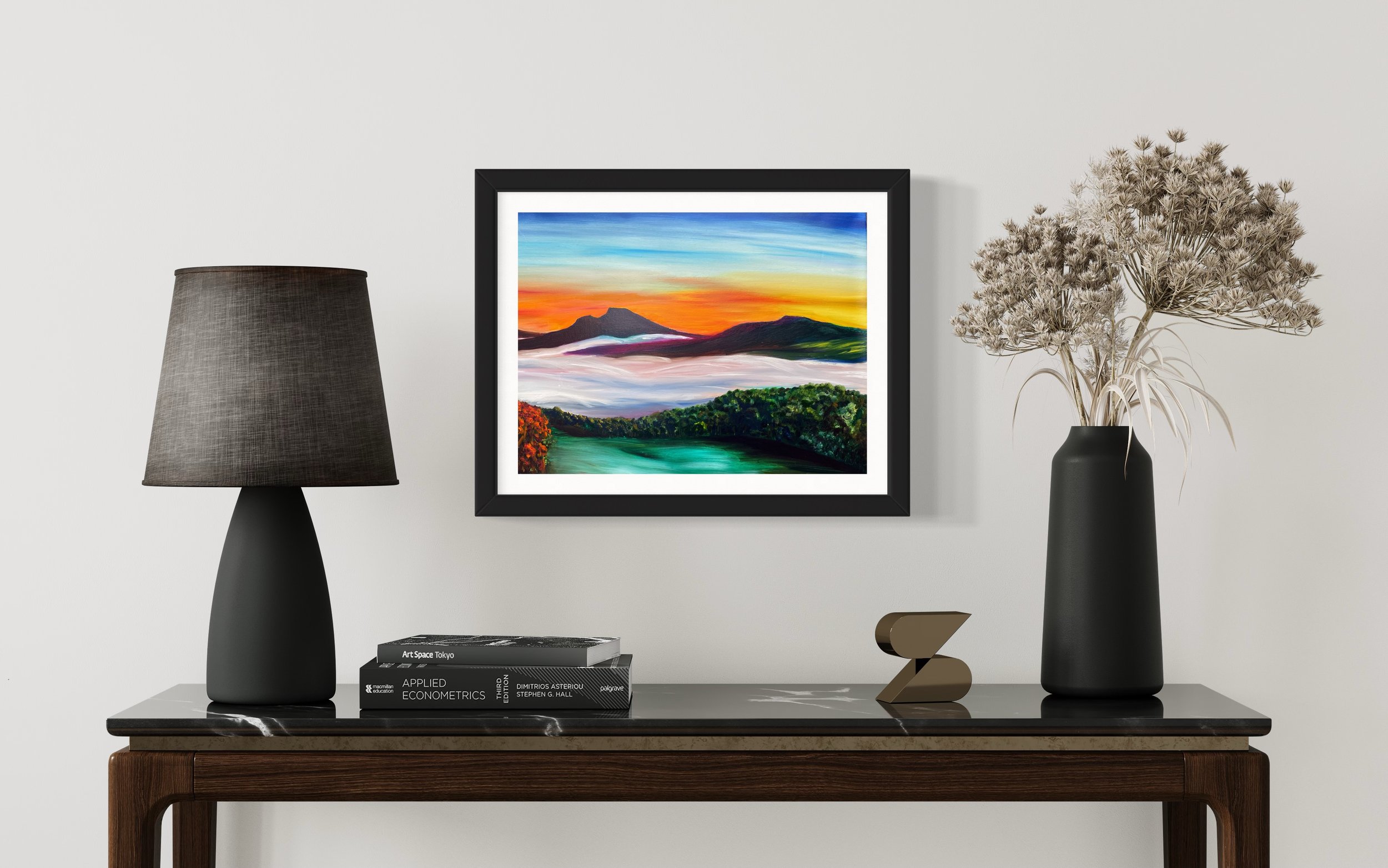 'Misty Morning' - vivid colours offset here with a plain white mount and 2" black frame