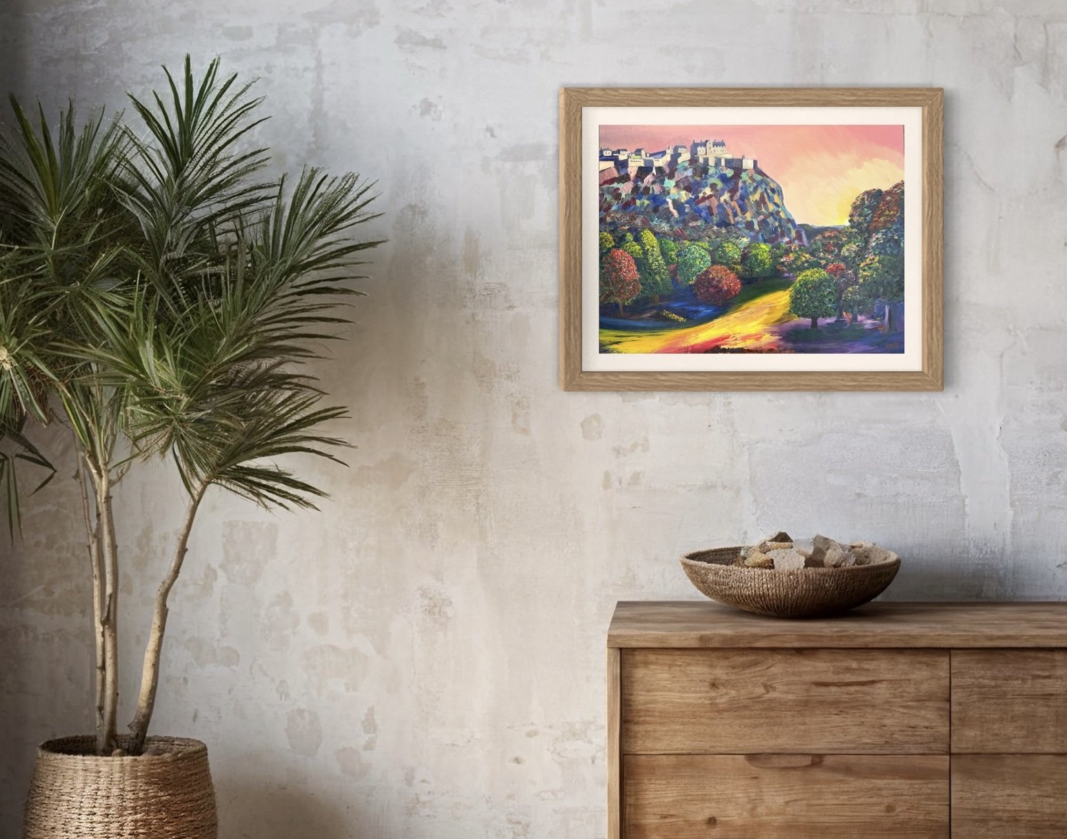 'Castle Rocks'  - the vivid colour draws the eye to an otherwise bland space.