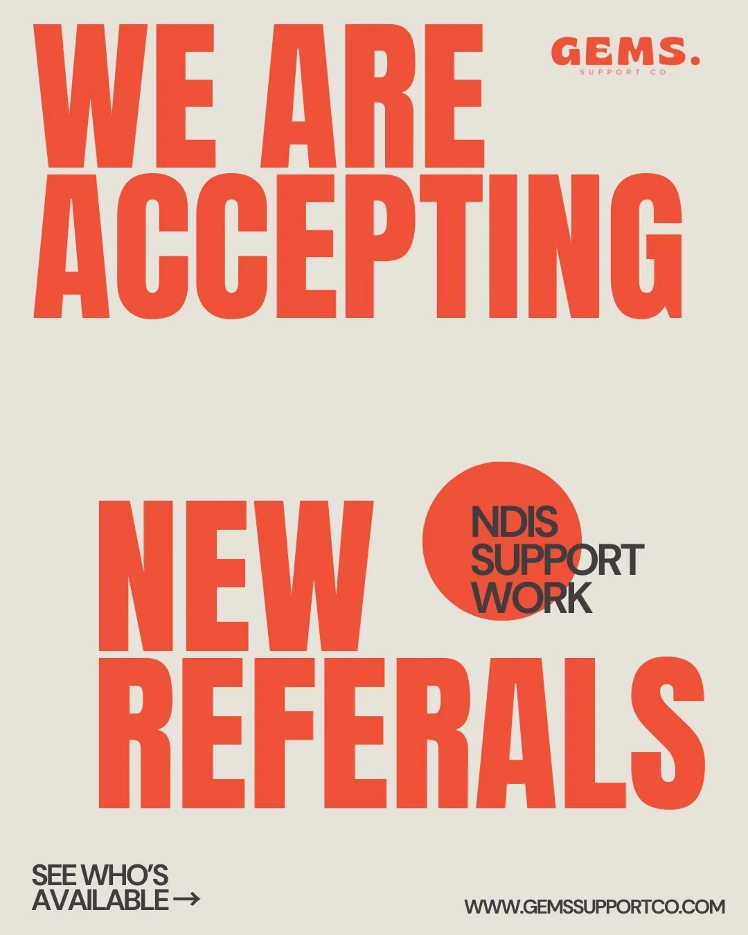 Here are our support workers who are currently accepting referrals, and the reasons why we love them 🧡

Each member of our team brings their own strengths, approach, and personality to their work. We take care to match each person with the right sup