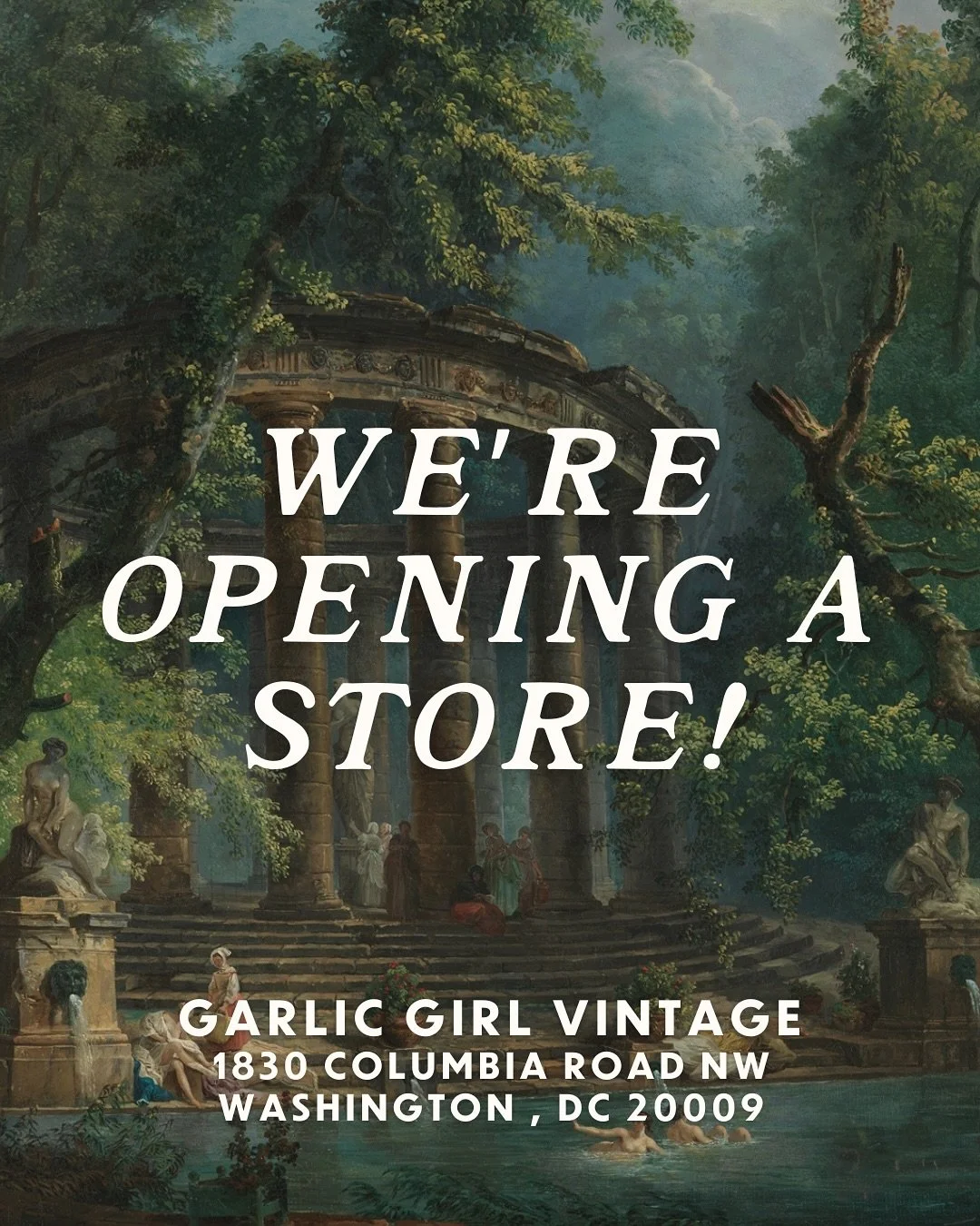 It&rsquo;s finally time to tell you the big, big news: this November, Garlic Girl Vintage will open our permanent home at 1830 Columbia Road NW in Adams Morgan ✨🧄

This address has a special place in DC&rsquo;s vintage story: once upon a time it was