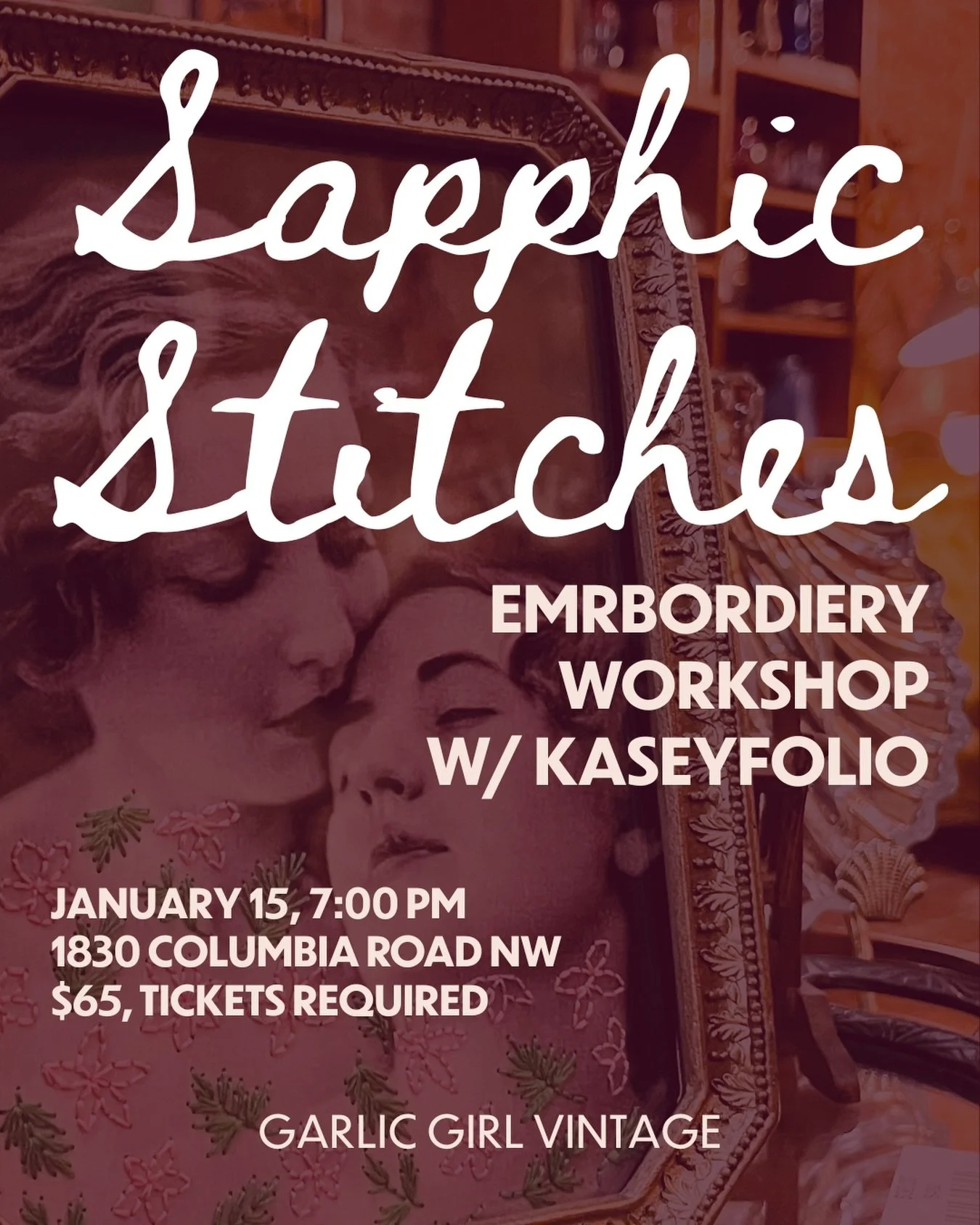 We heard how many of you are prioritizing analog hobbies and crafts going into 2026, and we have the perfect way to kick things off. 

Spend the evening stitching photographs in Sapphic Stitches, a queer photo embroidery workshop at Garlic Girl Vinta