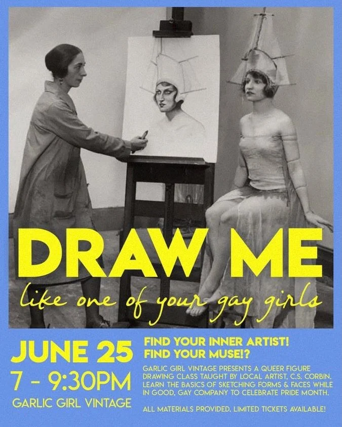 Figure drawing but make it gay 🌈 GGV is thrilled to welcome @cscrbn and 20 of you to our first ever figure drawing class. 

In this class, everyone will explore their inner artist and muse as they learn the basics of sketching forms and faces from @