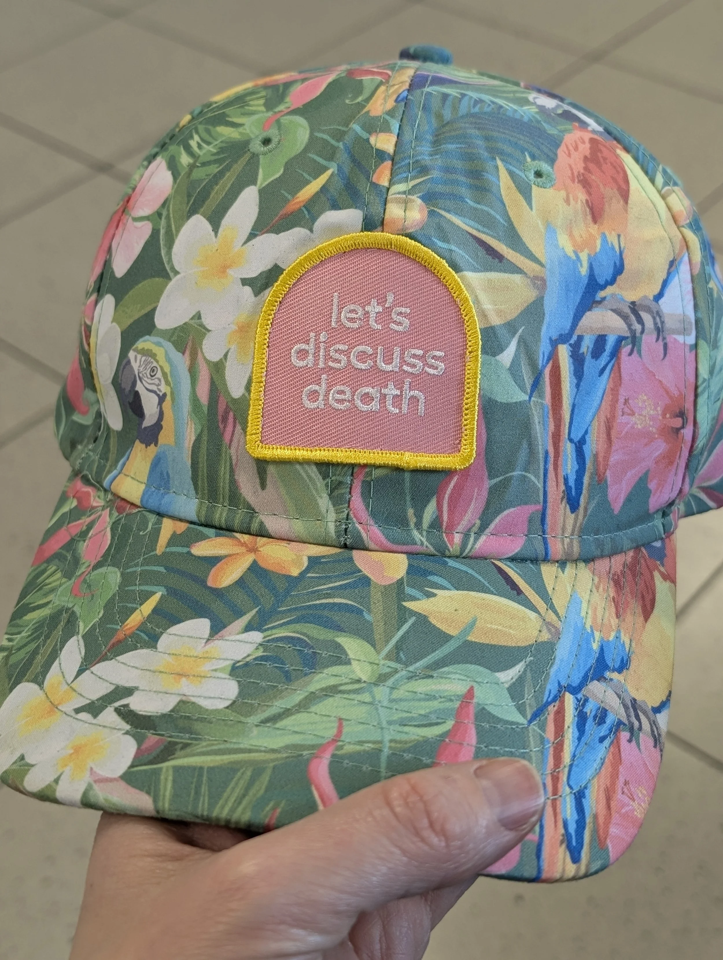 Let's Discuss Death embroidered badge