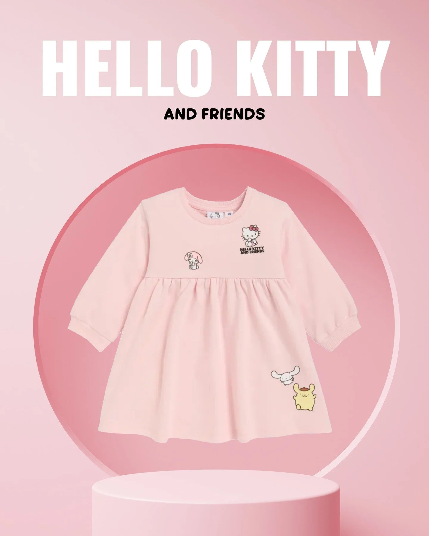 Welcoming the weekend in this sweet @hellokitty and friends dress is a bliss. ❤️ Find this dress at @kik.de 
#hellokitty #hellokittyandfriends #girlsdress #santex #santexmoden