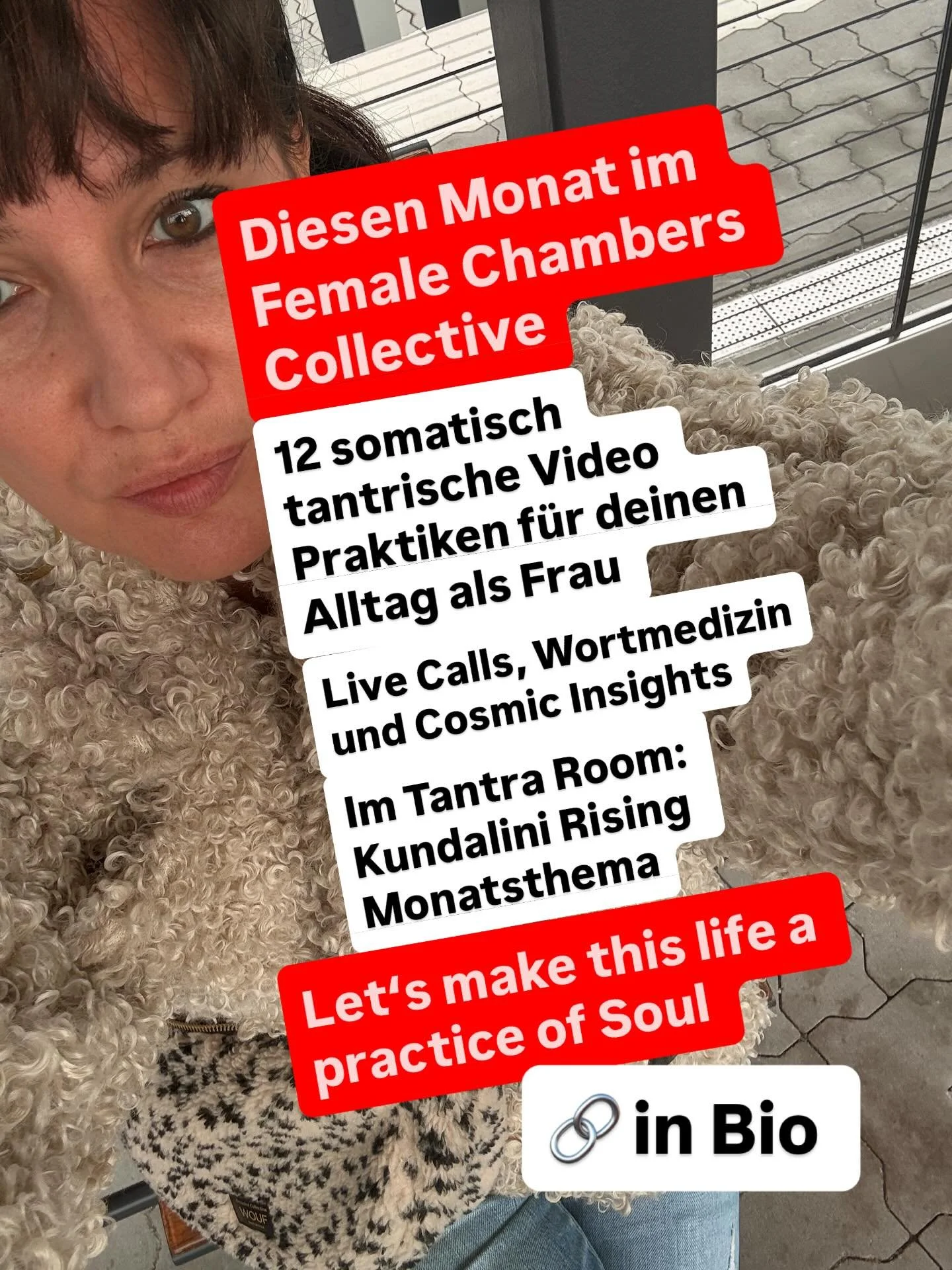 Diesen Monat im Female Chambers Collective 🌹
Wir tauchen tief in K&ouml;rper, Gef&uuml;hl &amp; Bewusstsein.
12 somatisch-tantrische Praktiken f&uuml;r deinen Alltag als Frau.
Live Calls. Wortmedizin. Cosmic Insights.
Im Tantra Room: Kundalini Risin