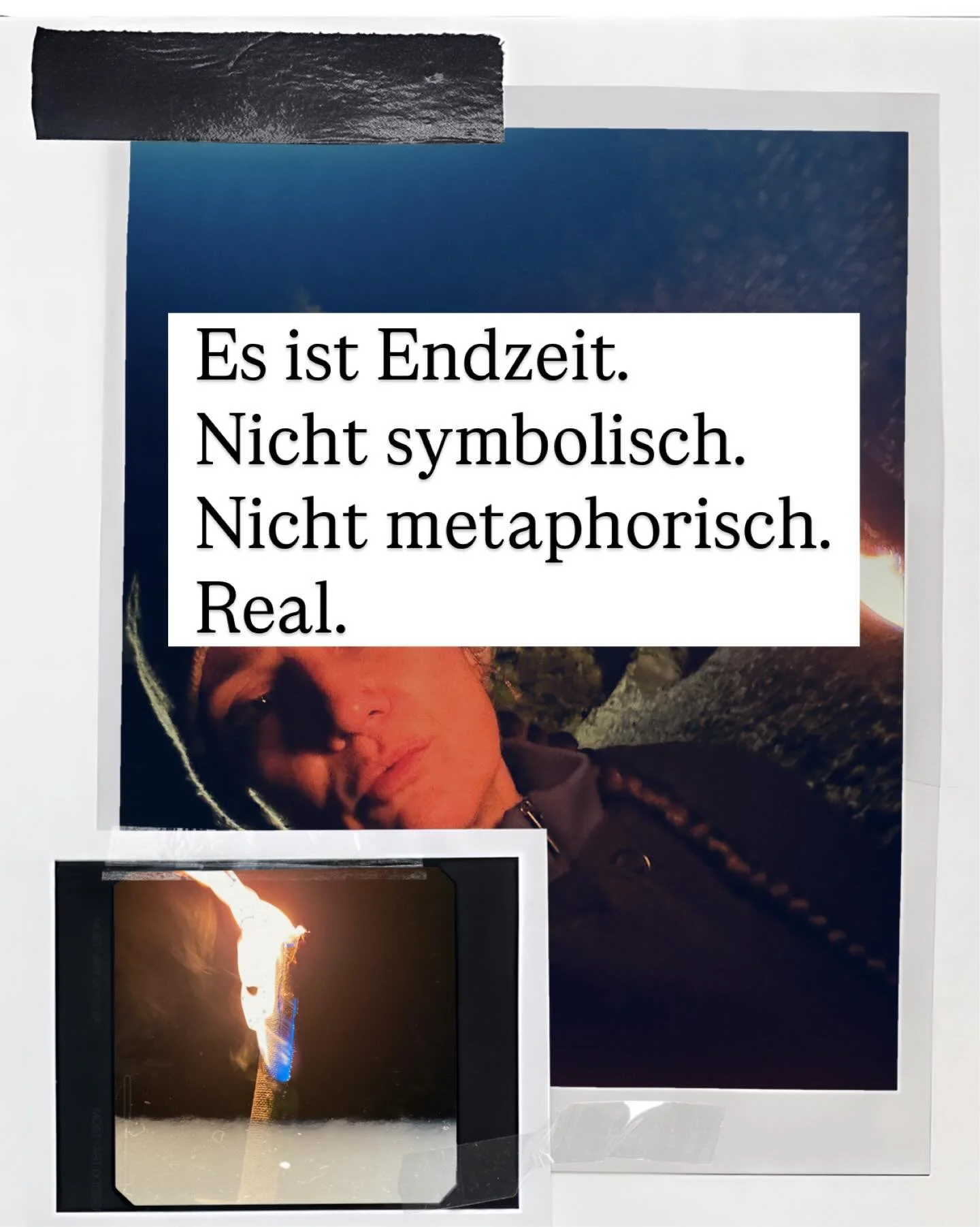 Systeme zerbrechen.
Politisch.
&Ouml;konomisch.
Psychologisch.
Spirituell.

Niemand hat mehr Perspektive.
Nur Meinungen.
Nur Reaktionen.
Nur L&auml;rm.

Wir haben das Ende der Geschichte erreicht.
Wir haben die Orientierung verloren.

Das Leben ist z