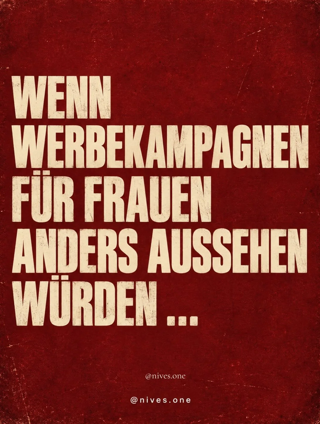 Ich denke in letzter Zeit viel &uuml;ber RE - EVOLUTION nach.

Jede Revolution beginnt mit einer neuen Vision &ndash; mit Bildern f&uuml;r eine Welt, die noch nicht existiert.

Vielleicht ist das hier nur eine fiktive Kampagne.
Aber es ist auch eine 