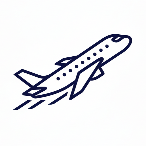 Icône d'un avion en ligne, dessiné en style minimaliste.