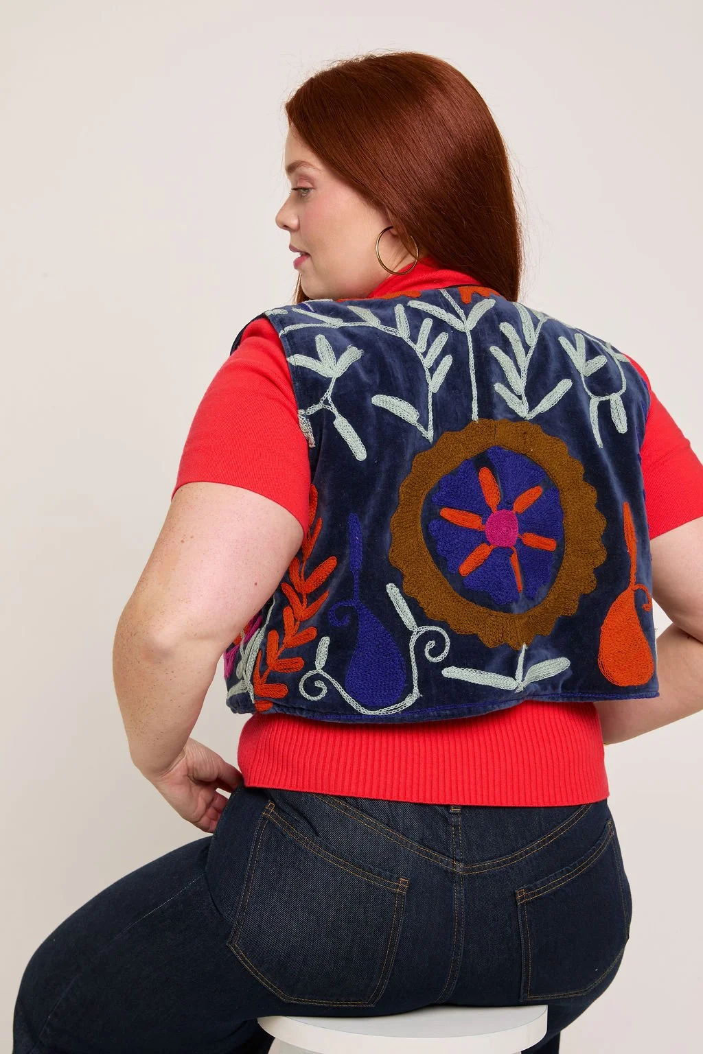 Navy and Orange Frida Waistcoat