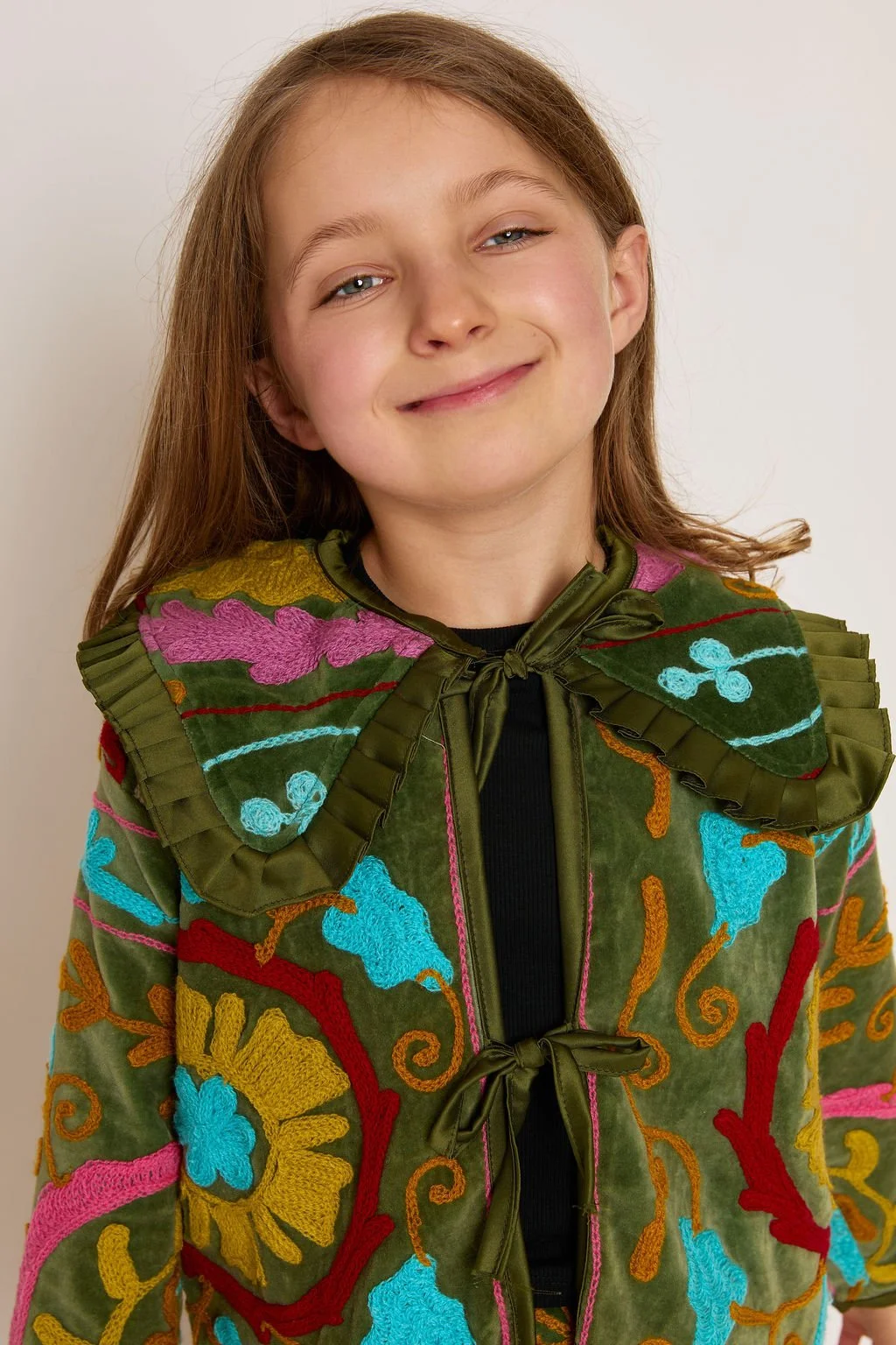 Green and pink Frida Velvet Children's Jacket