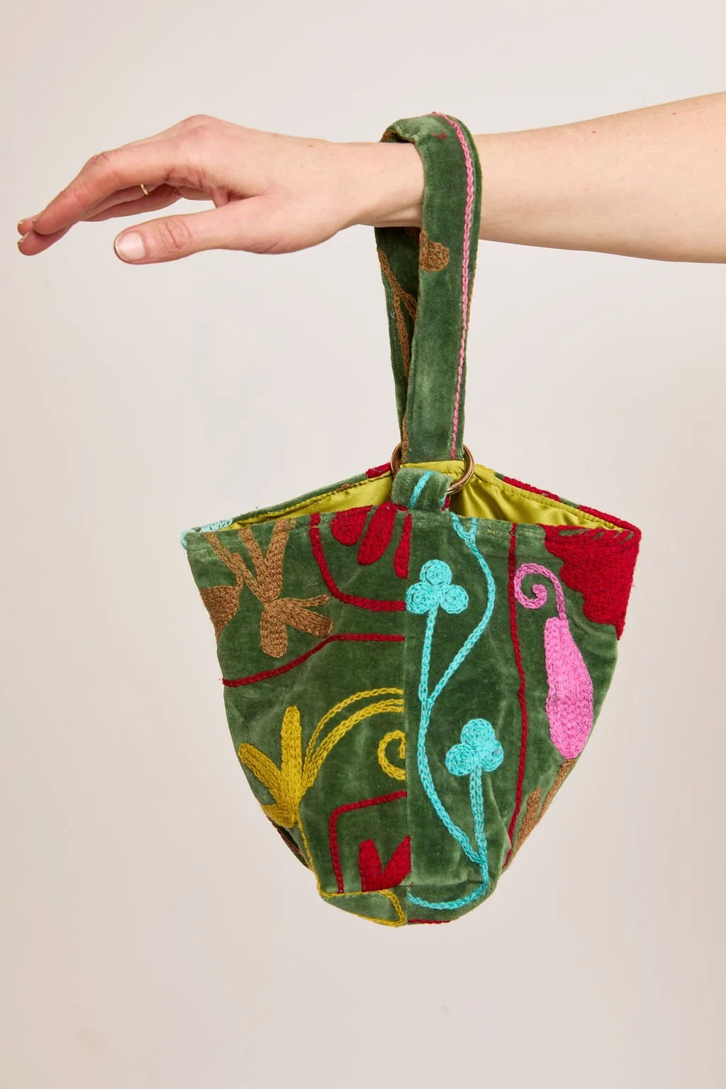Green Velvet Festival Wrist Bag