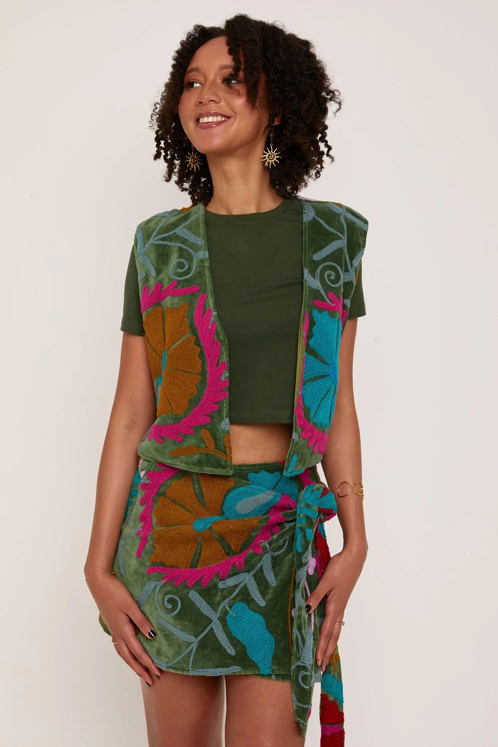 Dark Green and Dark Pink Frida Waistcoat