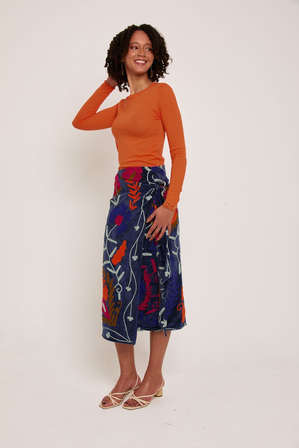 Navy and Orange Frida skirt
