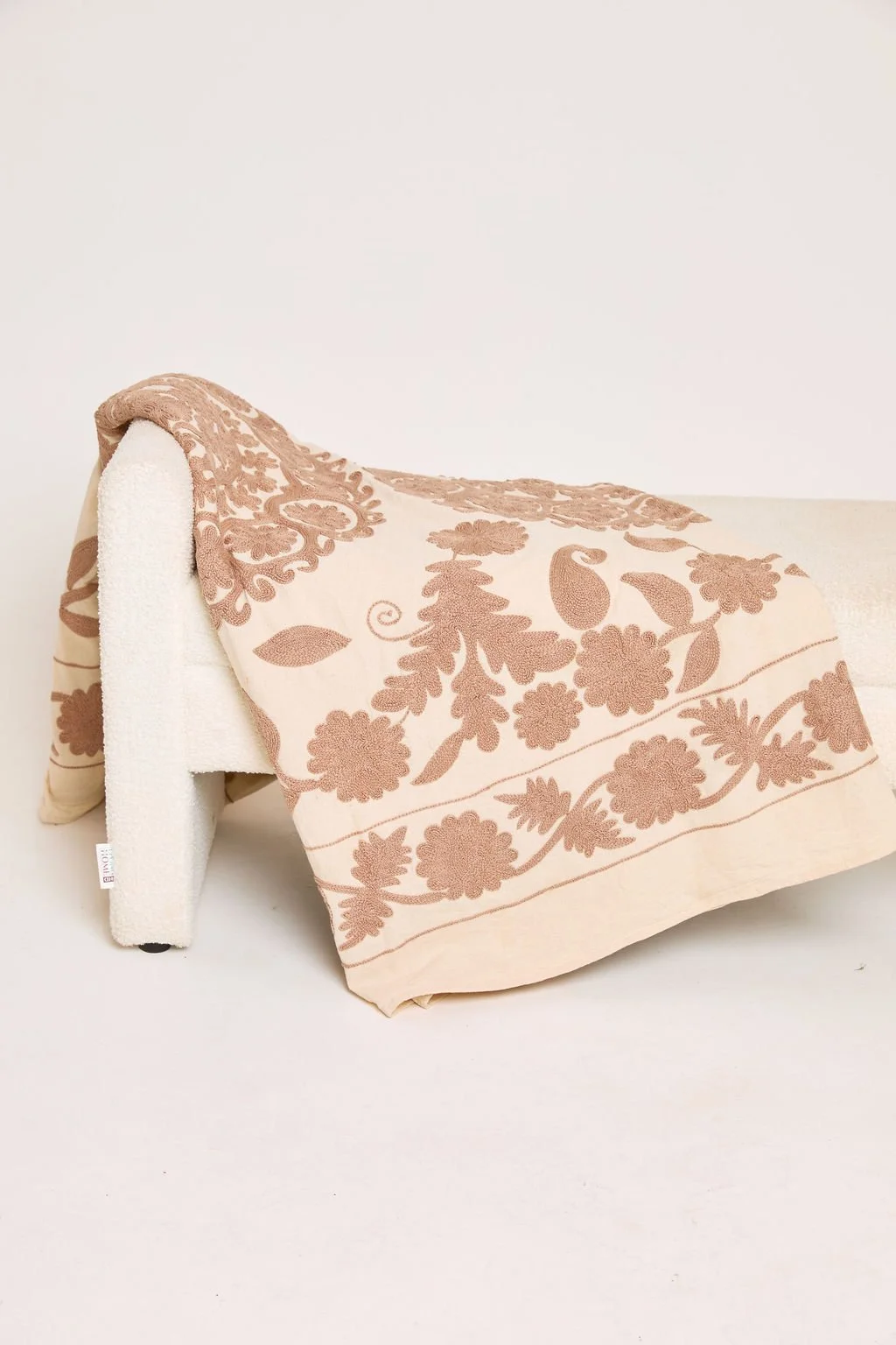 Beige Pink Suzani Bedspread