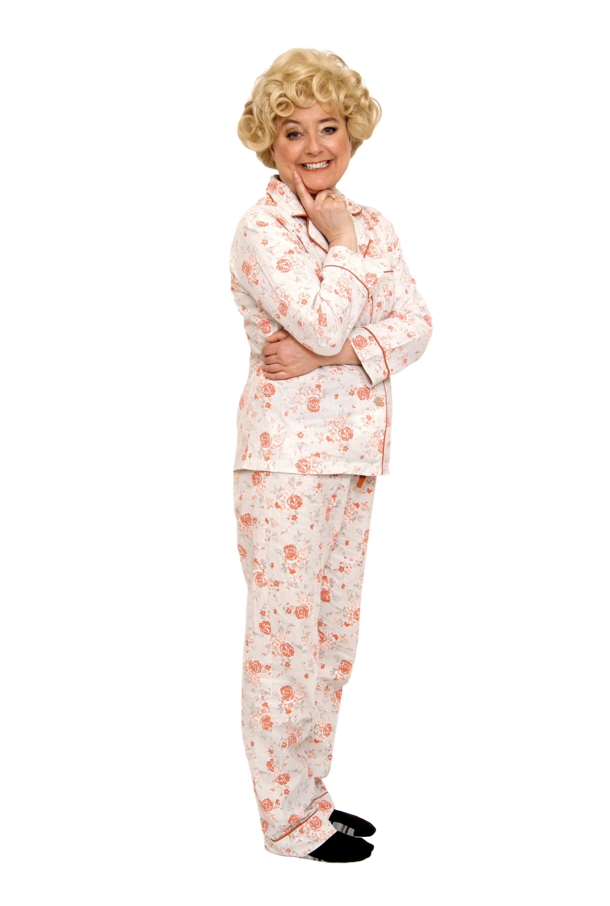Sue in floral pyjamas