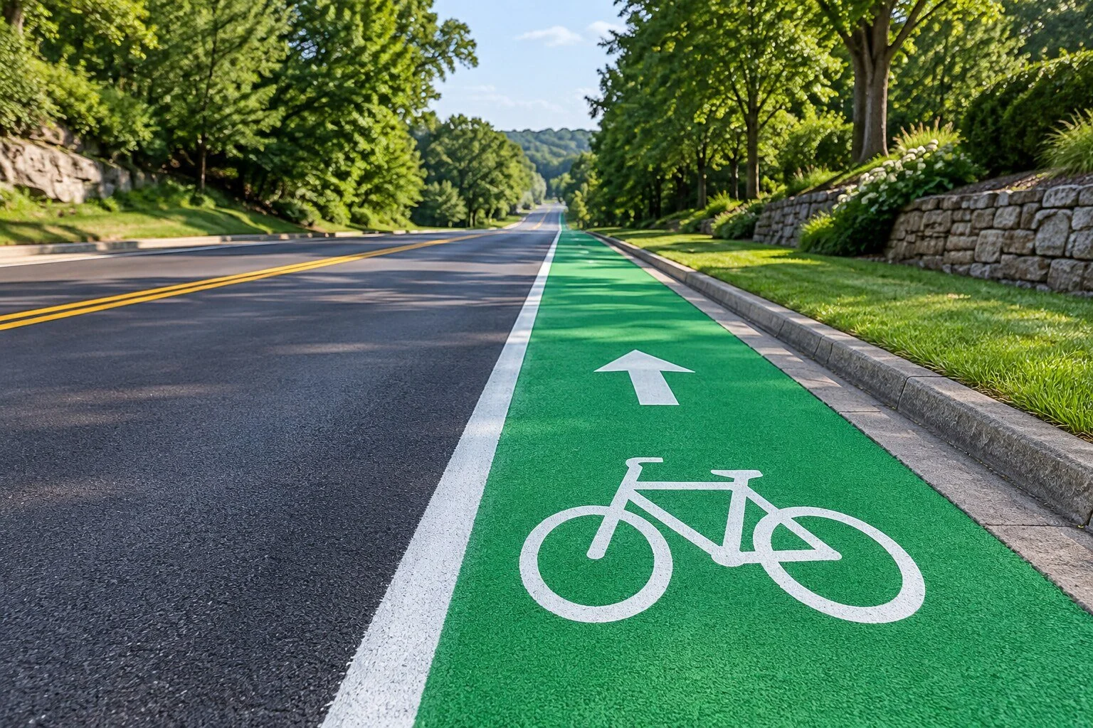 Green MMA bike lane pavement marking in Middle Tennessee
