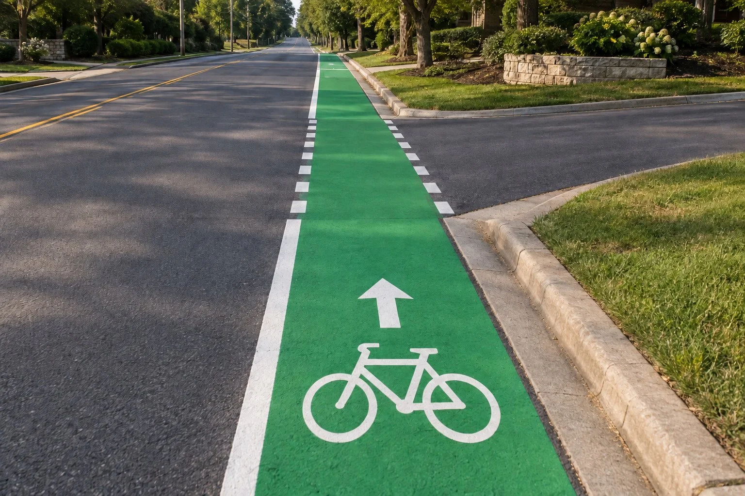 Green MMA bike lane pavement marking installed in Middle Tennessee