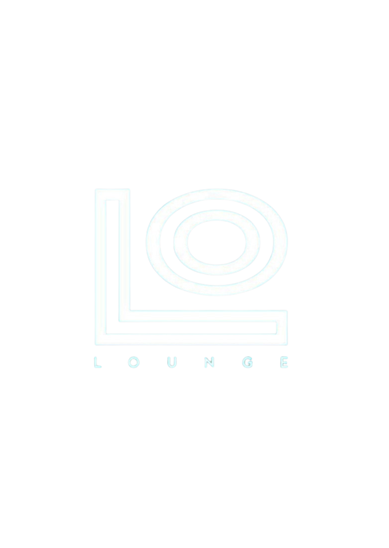 Neon sign with the letters 'L' and 'O' forming the word 'LO', with a circular symbol inside the 'O', and the words 'LO UNG' below, against a black background.