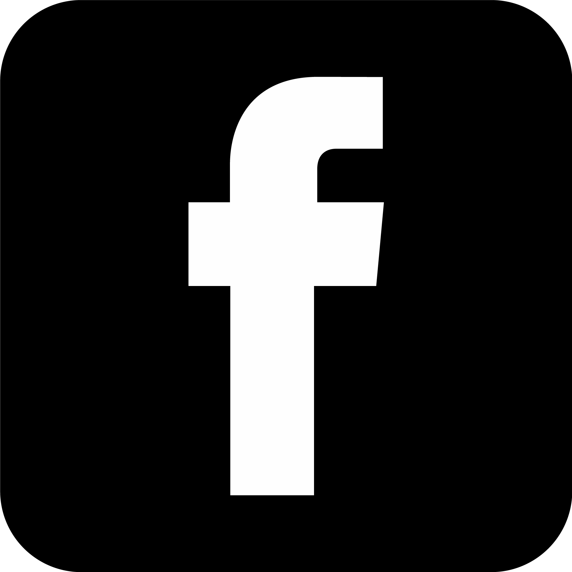 A black background with a large white lowercase letter 'f' representing the Facebook logo.