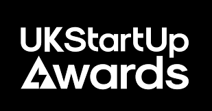 UK Startup Awards logo in black and white.