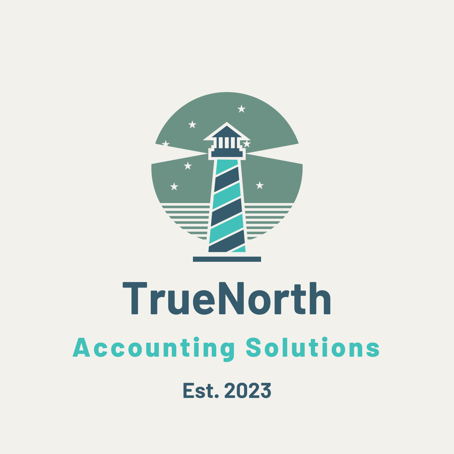 TrueNorth Accounting Solutions lighthouse logo, established 2023