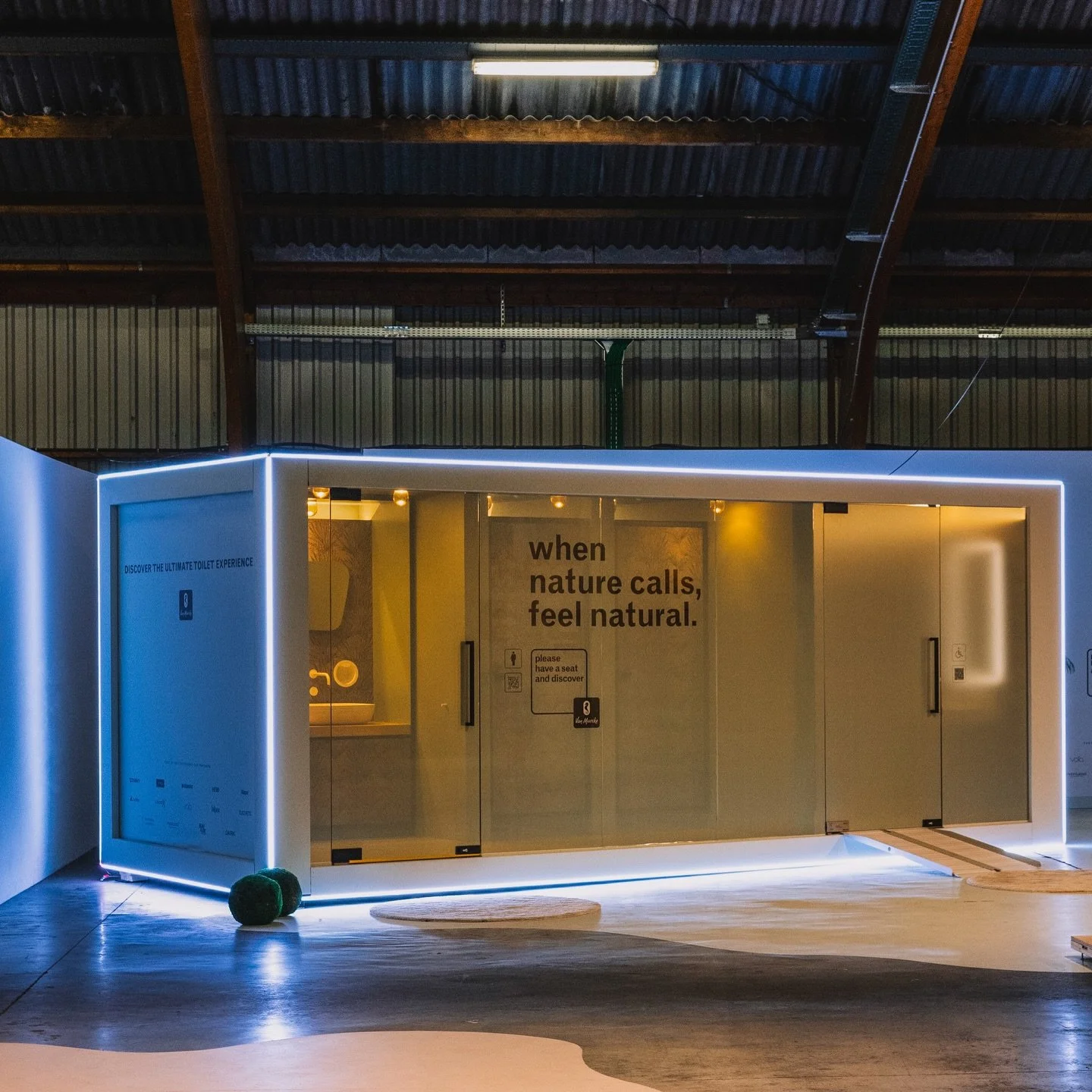 Another container design for Van Marcke.

Same site, same year, a completely different feel.

This one was called &lsquo;Feel Natural&rsquo;: softer lines, warmer tones, and a more organic atmosphere inside a raw container shell.