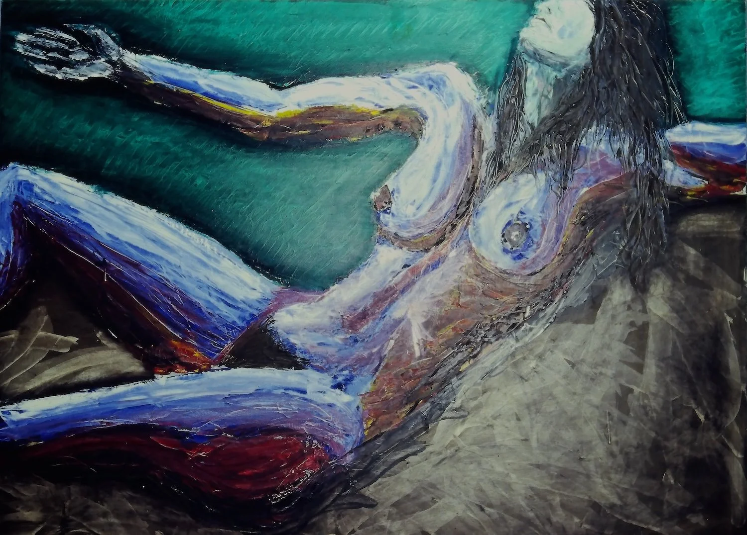 Horizontal reclingin Female Nude painting