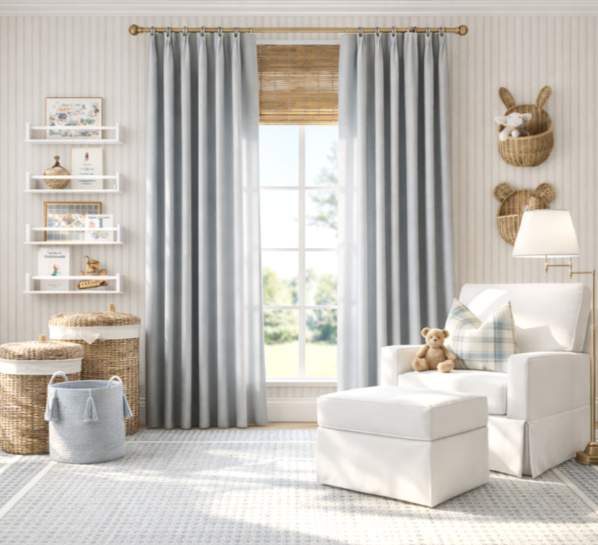 dusty blue baby boy's room