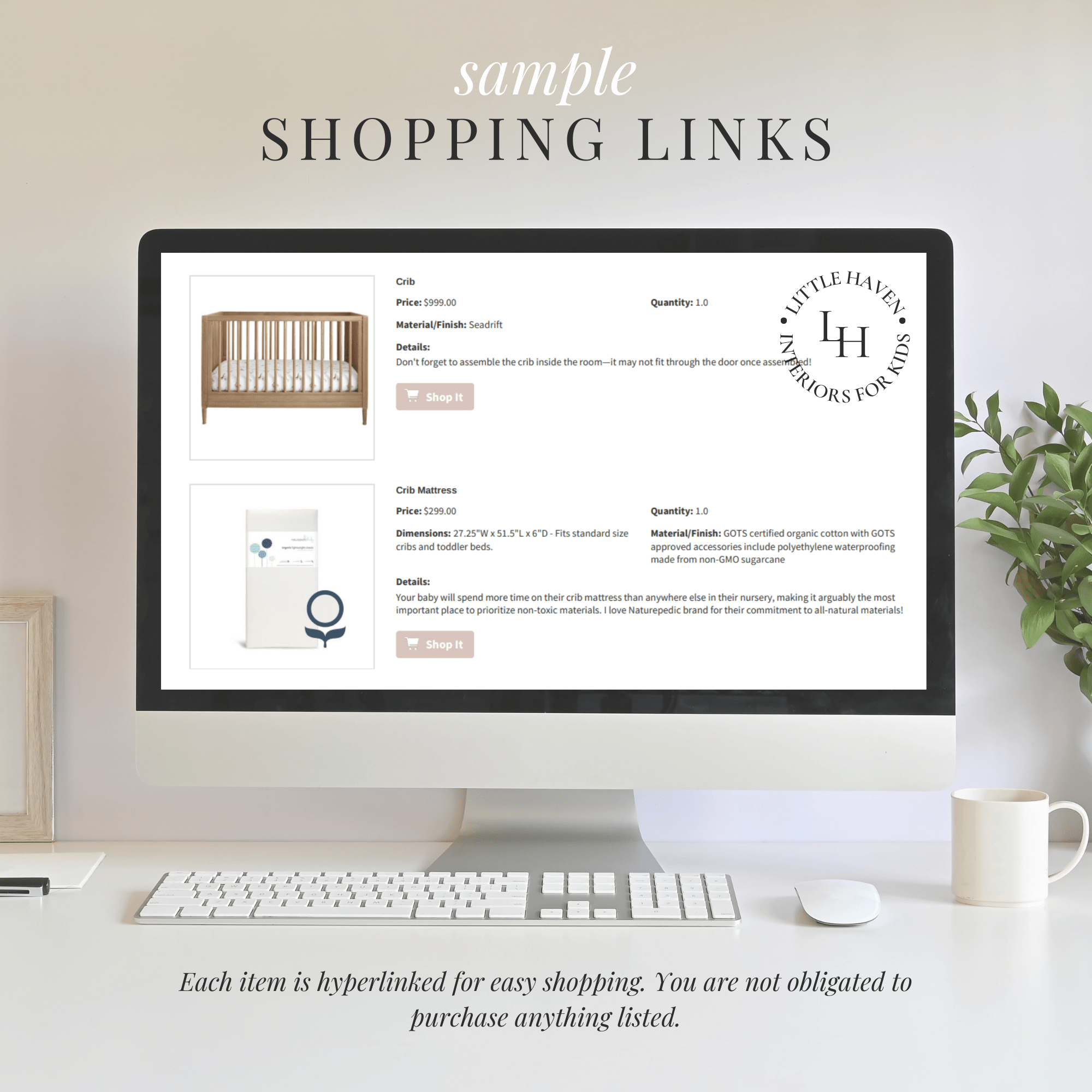 Sample shopping links