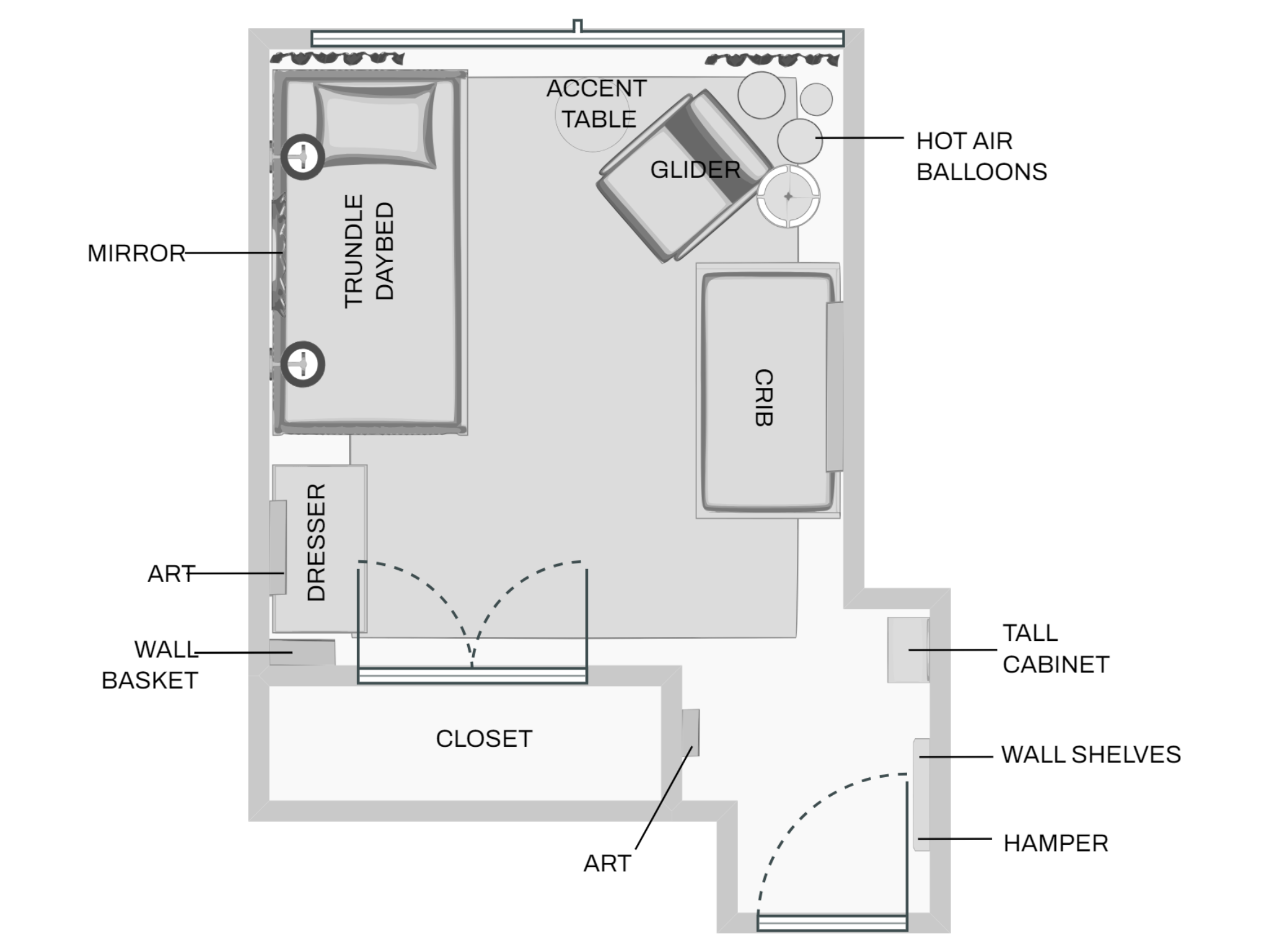 floor plan layout nursery guest room combo with daybed